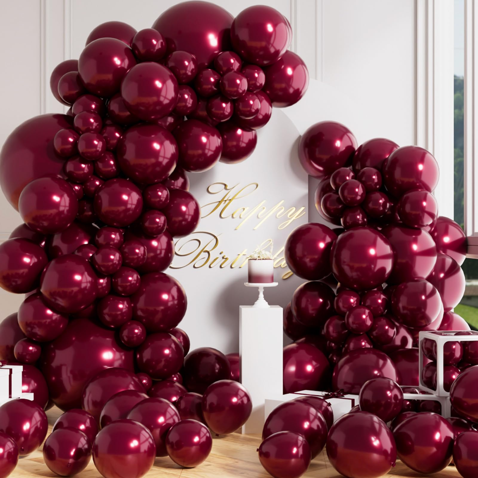 K Arco di Palloncini 127 Pezzi, Rosso Bordeaux, Oro Rosa, Bianco, per Decorazioni Festa di Compleanno, Matrimonio, Baby Shower  15