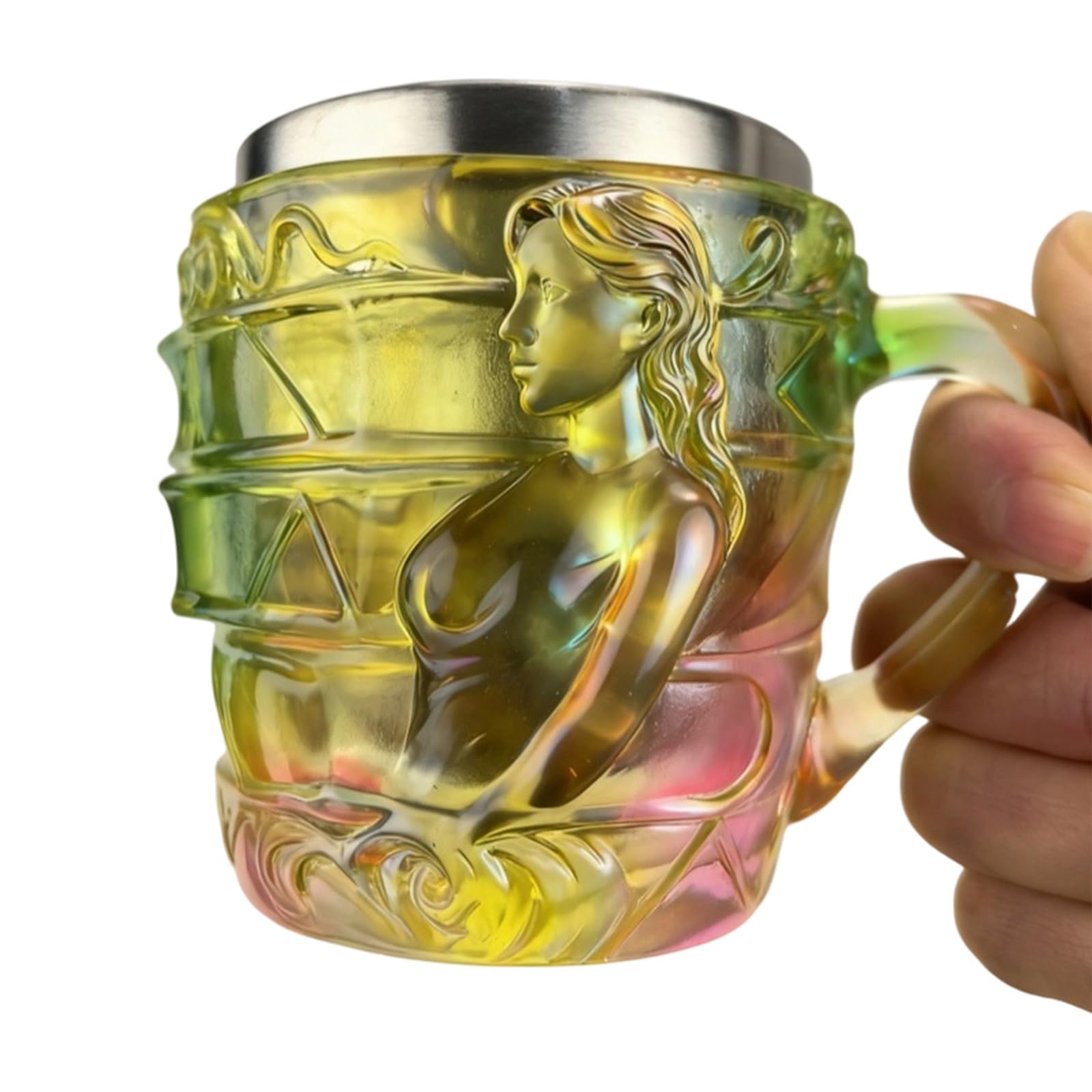 Elnwnnkc Resin and Stainless Steel Coffee Mug for Home Use Cup with Ergonomic Handle Beverage Drinkware Large Capacity Resin Stainless Steel Coffee Cup