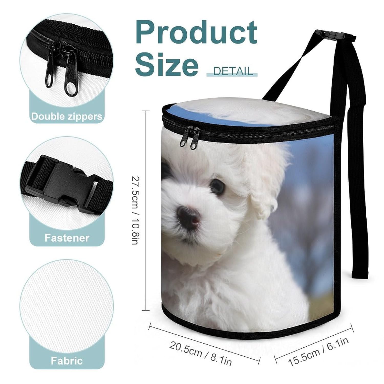 Hanging Car Trash Bag Bichon Frise Dog Printed Car Garbage Storage Bag Leakproof Car Trash Can Portable Garbage Storage Bags