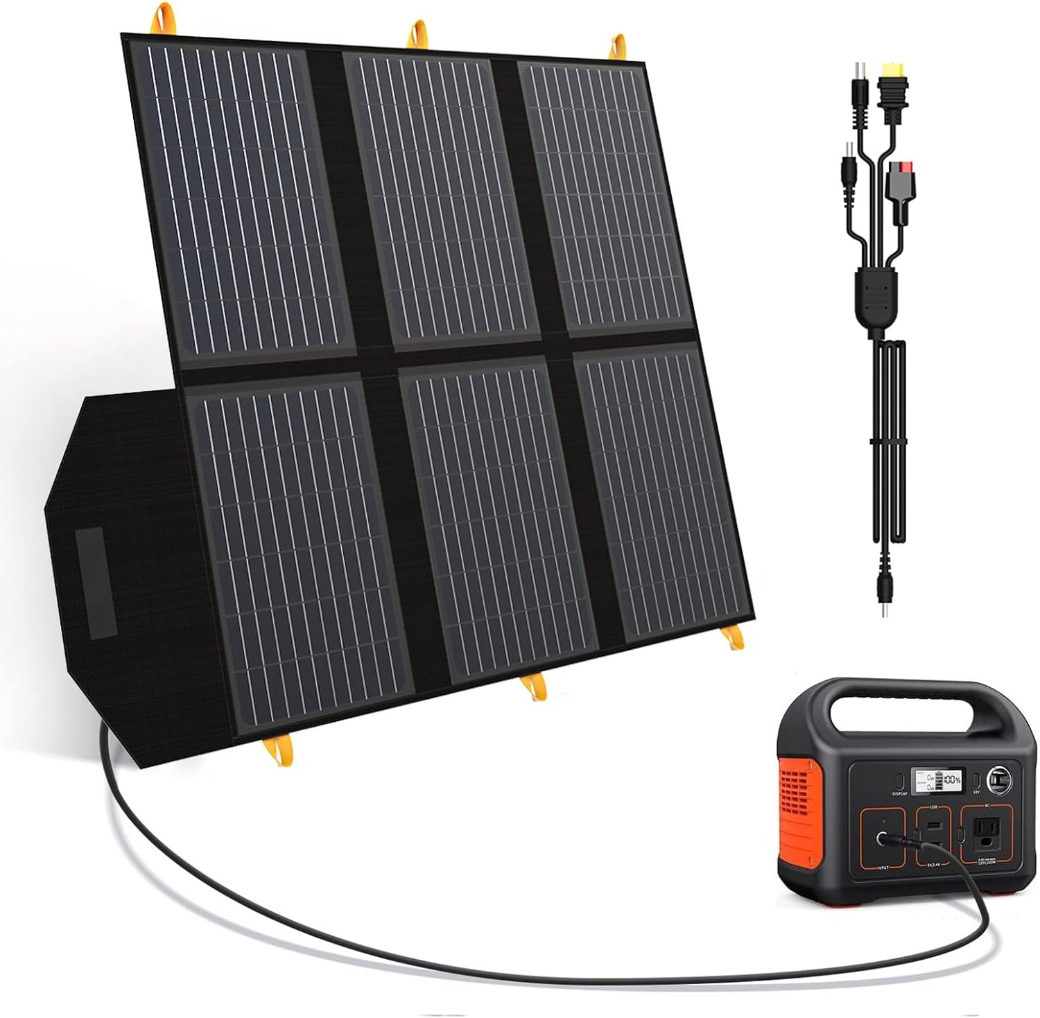 60W Transportable Photo voltaic Panel for Energy Station, 24% Excessive Effectivity Foldable Photo voltaic Charger with QC3.0 USB-A PD3.0 DC Output, IP67 Waterproof Photo voltaic Panels for Tenting RV, Energy Outage (With out Generator)