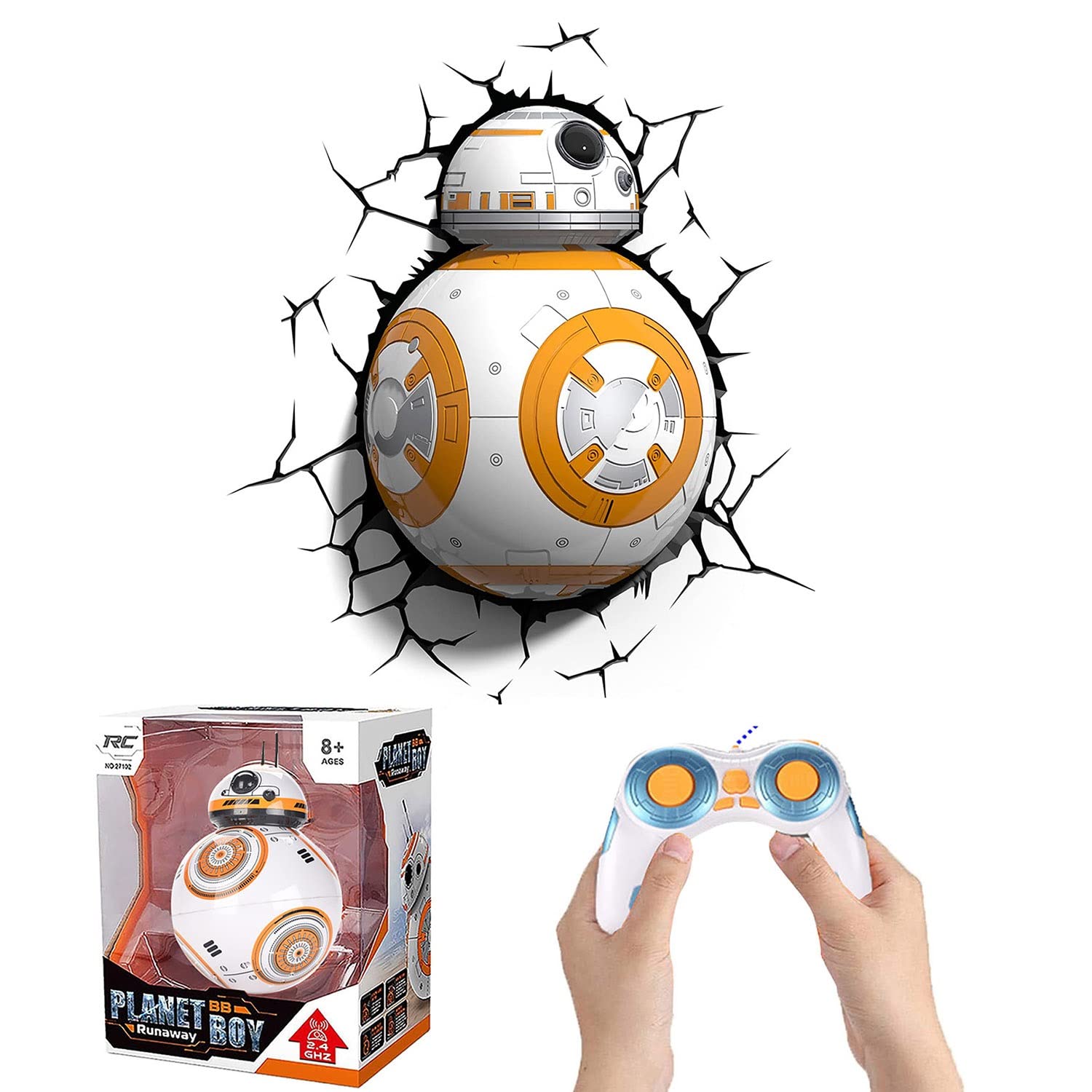 WWFF Star Wars BB-8 RC Robot 2.4g Remote Control Robot Intelligent Droid with Music Sound Action Figure Gift Toys Ball Bb-8 for Kids, Force Awakens Star Wars Minifigure