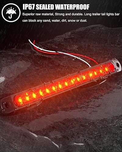 Miniatura 5 de PSEQT Barra de luces traseras LED de 10 pulgadas, barra de luces traseras de freno de remolque, luces de identificación de escaneo, tira de