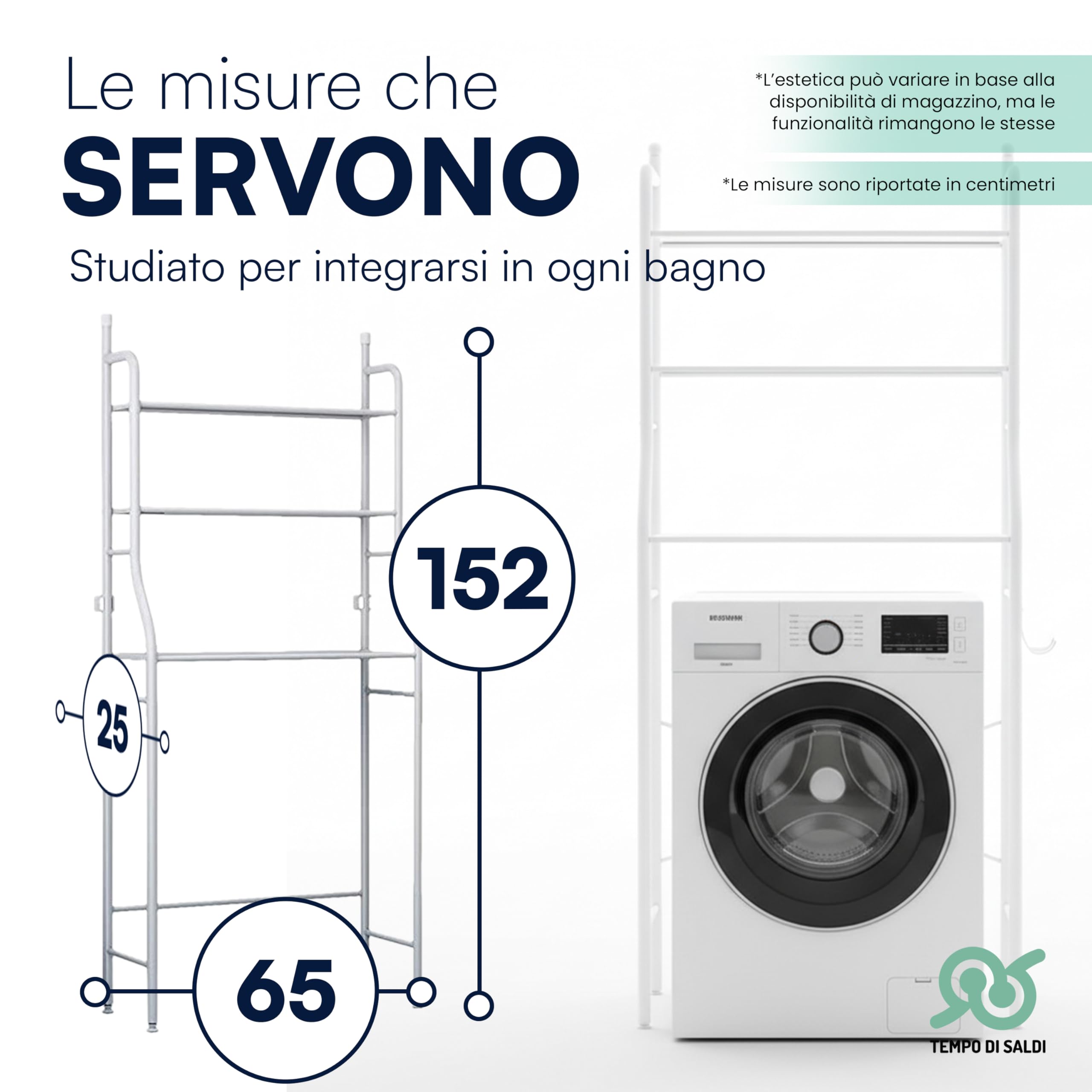 tempo di saldi Scaffale Lavatrice Salvaspazio in Acciaio con 3 Ripiani circa 152x65x25 cm, Mobile Sopra Lavatrice Salvaspazio Solido, Organizer Lavanderia e Bagno Resistente e Facile da Montare