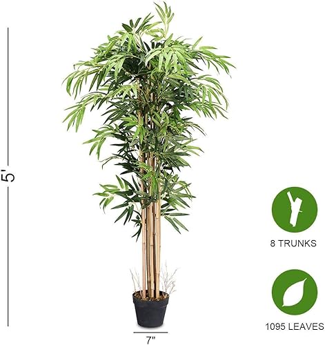 Miniatura 9 de BestComfort Árbol de seda artificial de ficus de 5.5 pies, planta falsa decorativa para interiores de casa, árbol de hojas artificiales en maceta,