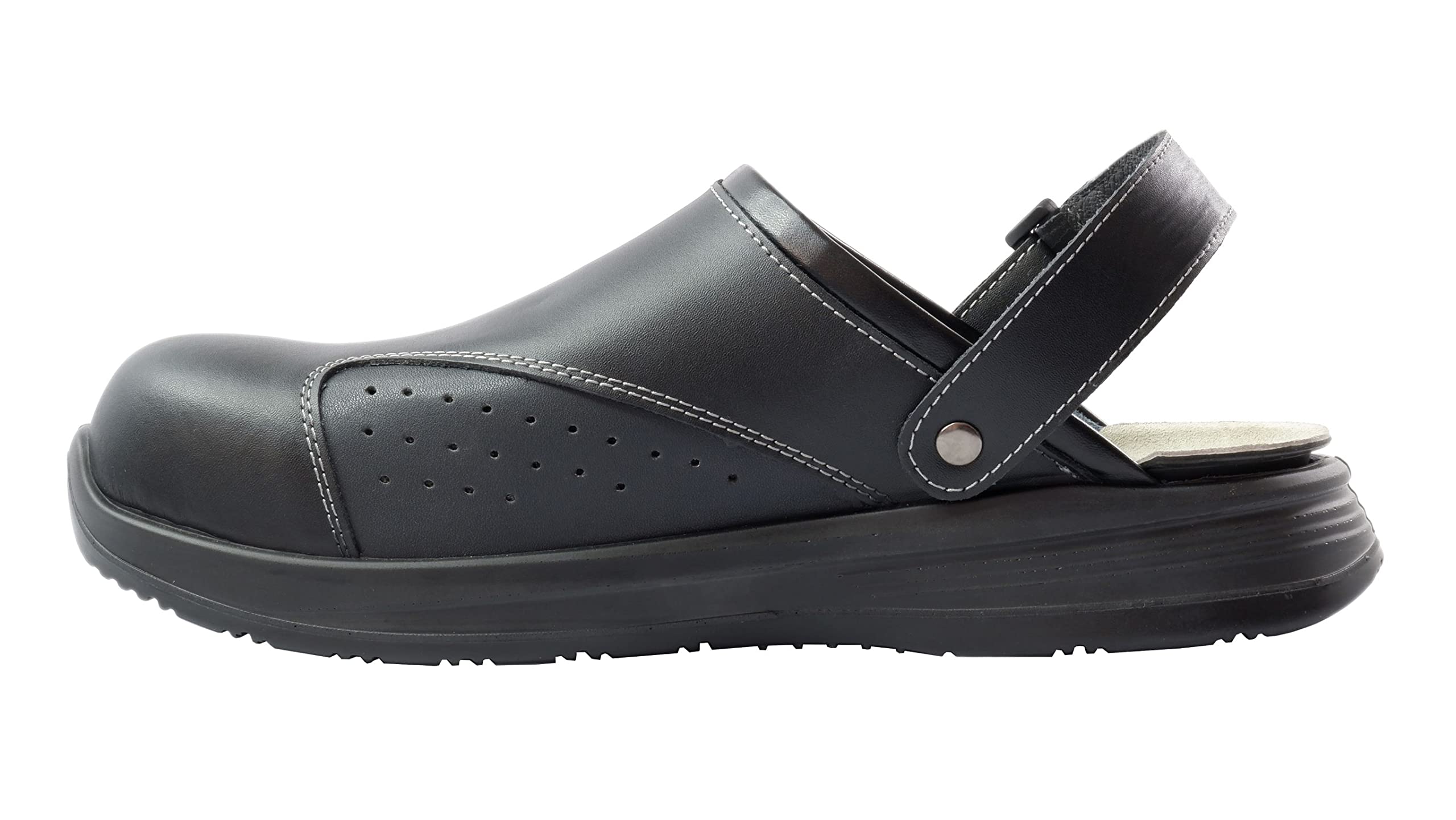 EuroRoutier Work Slipper, Leder, mit drehbarem Riemen und Metallschnalle OB A-E-FO-SRC