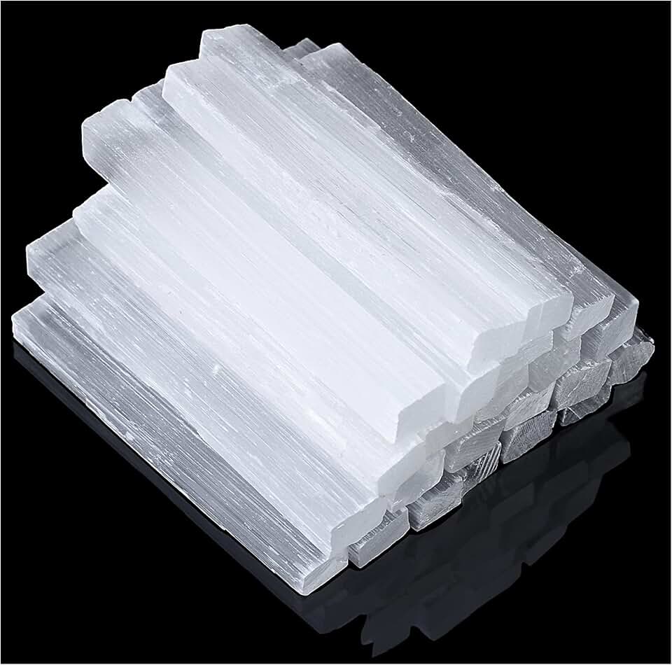 XIANNVXI 4 Inches Selenite Sticks 12PC Large Selenite Crystal Wands White Raw Rough Crystals Bulk for Healing Reiki Metaphysical Energy Drawing Protection Wiccan Altar Supplies Meditation