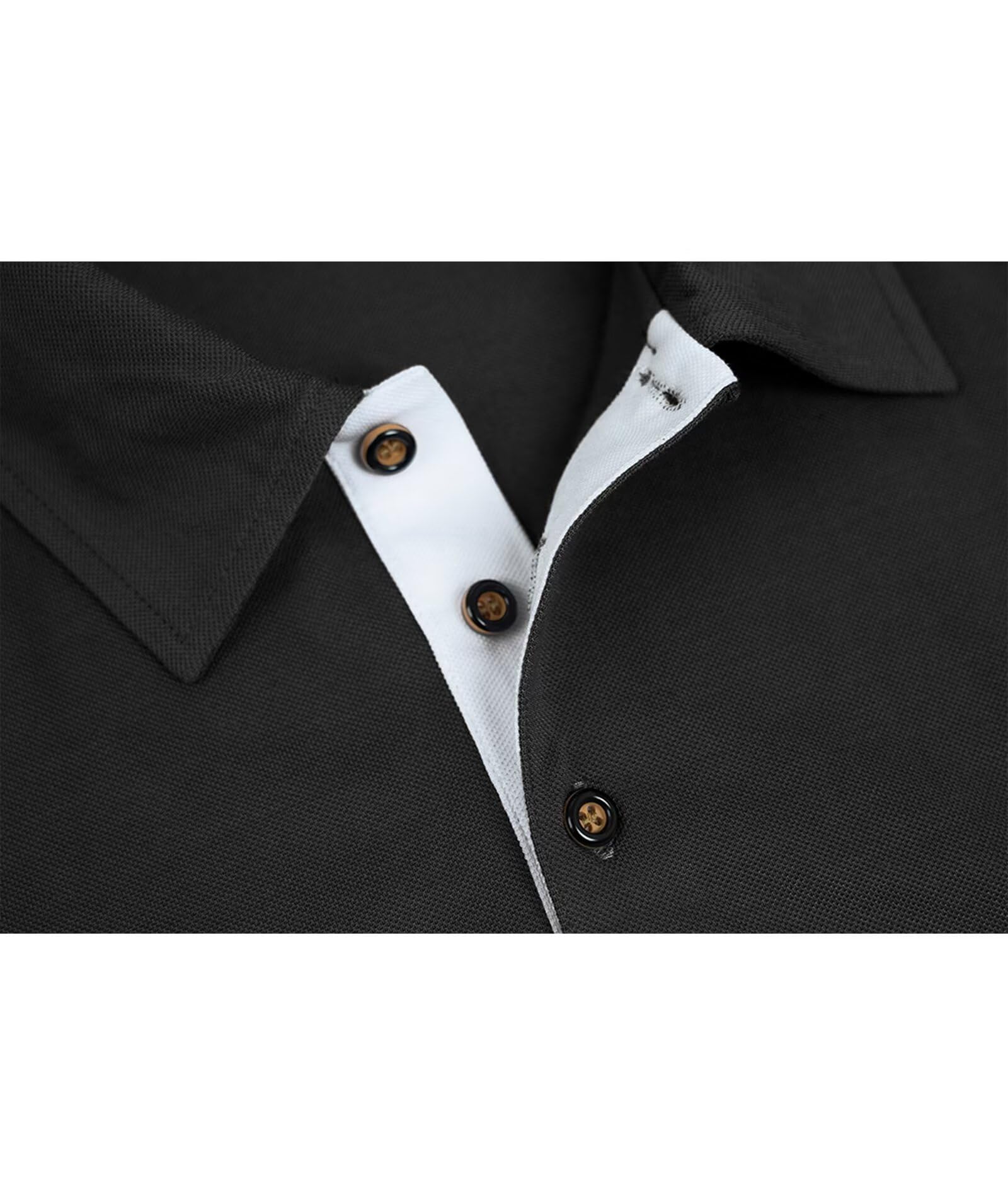 Polo da uomo a maniche lunghe, traspirante, maglietta tattica da golf, con tasca con cerniera - 4