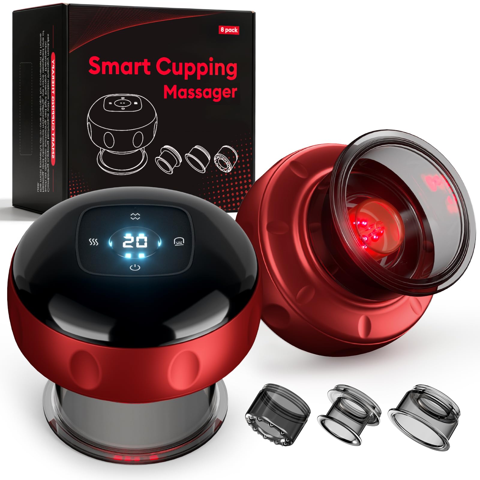 Cakoutanb 8 Pack Cupping Set,Smart Cupping Massager,Cupping Set with 2 Modes for Targeted…