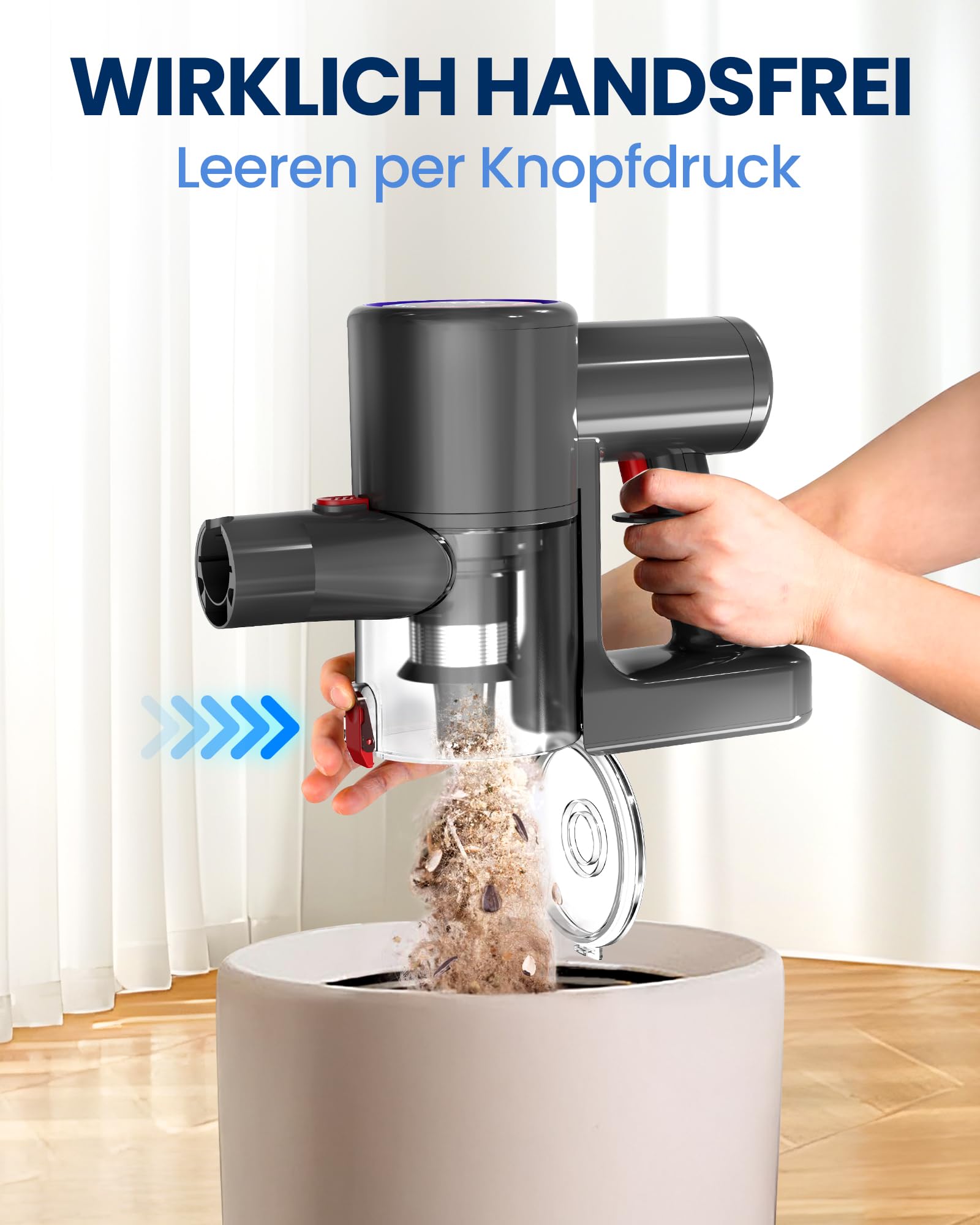 DP2 Akku Staubsauger Mit Dual-Akku, 48KPa/90Min/600W, LED-Display, Teleskopstange, Standfähig, GreenEye Licht, Staubsauger Kabellos Ideal Für Tierhaare/Teppiche/Hartböden