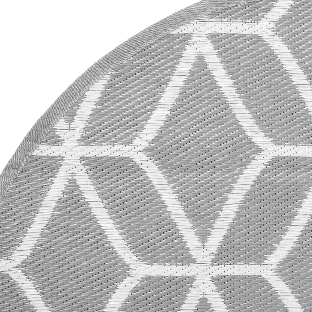 Tappeto per esterni grigio, Ø 160 cm, rotondo, reversibile, per balcone, terrazza, giardino, rivestimento in plastica impermeabile, facile da pulire