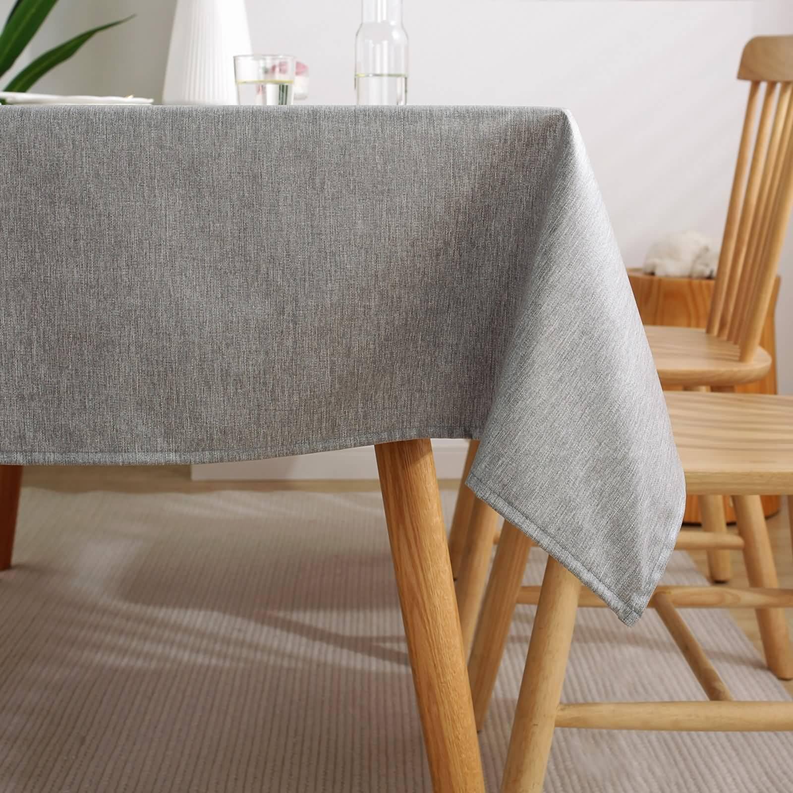 Nappe Bulgomme Rectangulaire, 100 x 160 cm Nappes en Polyester Couleur Unie Nappe Anti-tâche Protection de Table pour Salle à Mangerr, Jardin, Gris