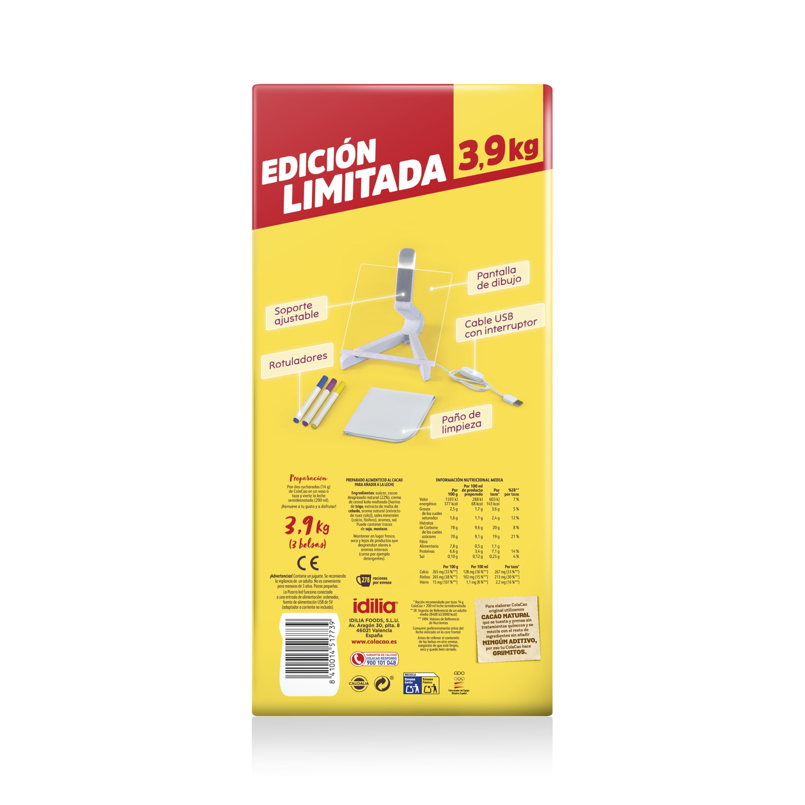 ColaCao Original Cacao Soluble Natural sin Aditivos 3,9 kg