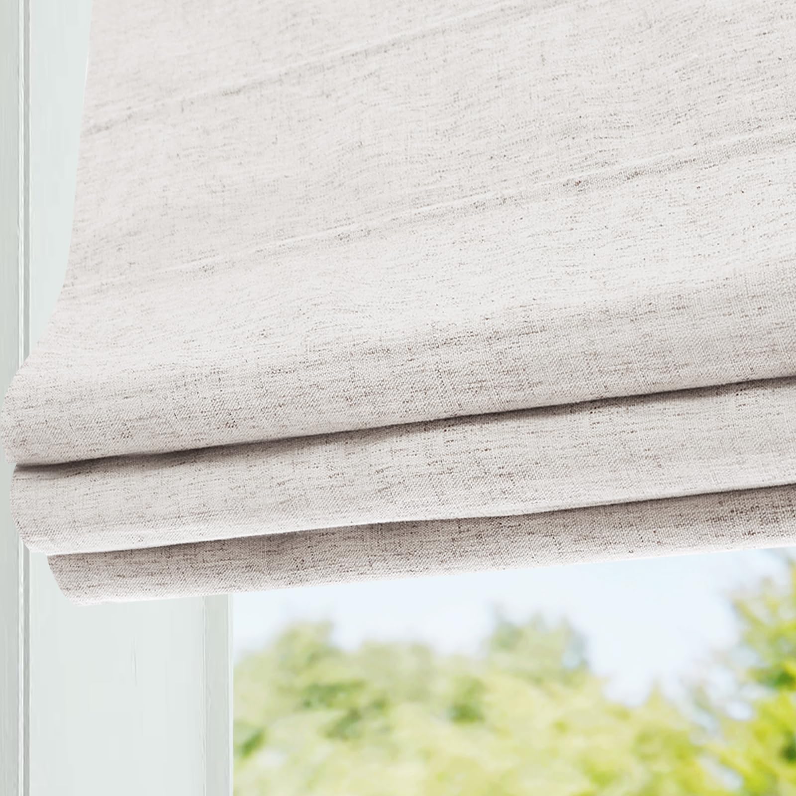 DEJAVU Cordless Linen Roman Shades for Windows, Washable Lined Fabric Roman Window