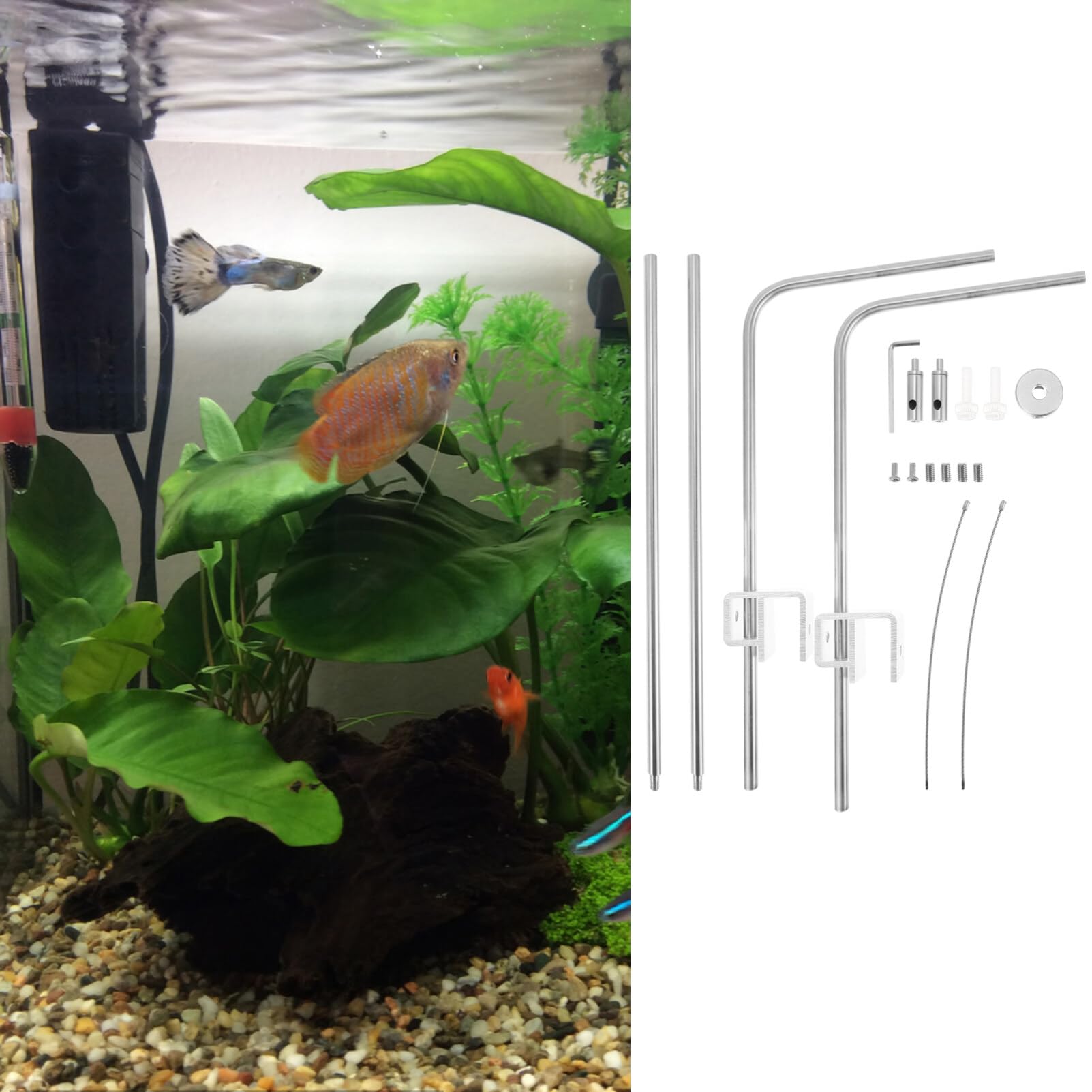 ULTECHNOVO Aquarium-Lichtstativ, Universelles Aquarium-Lichtarm-Montageset Aus Aluminiumlegierung Hängende Beleuchtungshalterung für Aquarien Geeignet für Einsiedlerkrebse Schildkröten Fische