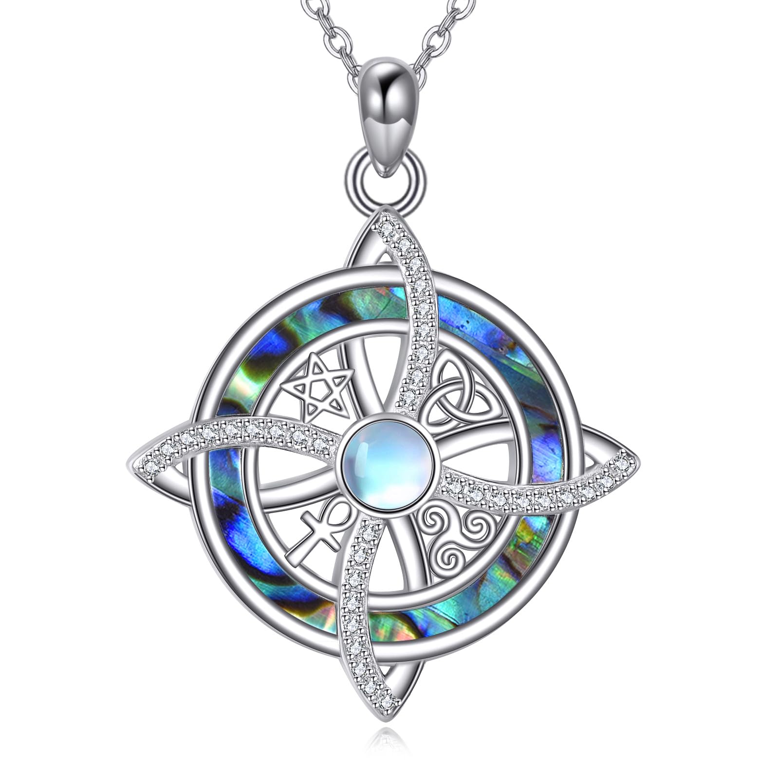 URONE Nudo De Bruja Plata Hexenknoten Kette 925 Sterling Silber Keltischer Knoten Anhänger Originale Hexen Halskette Hexen Schmuck Geschenke für Damen
