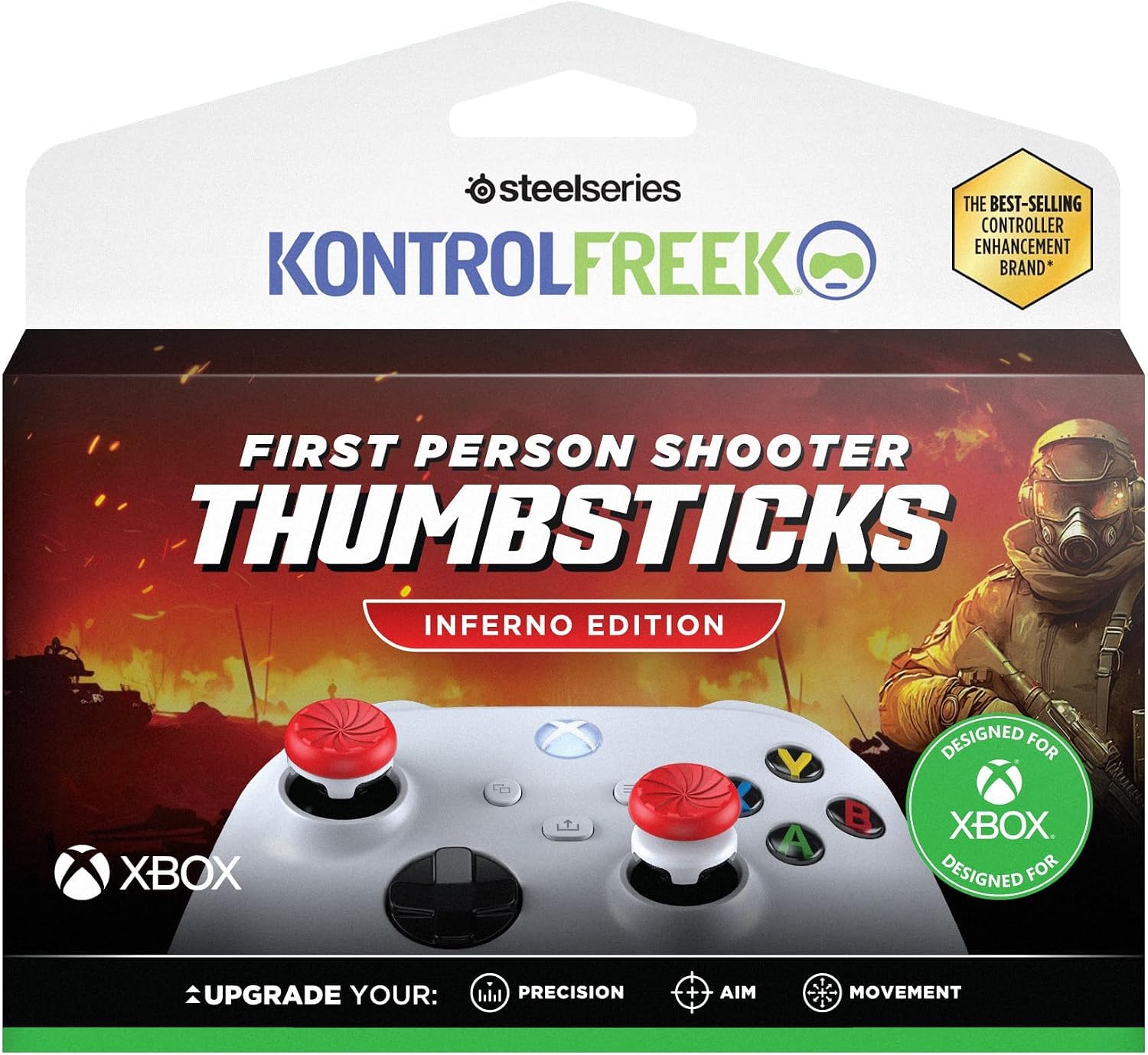 KontrolFreek FPS Freek Inferno Edition for Xbox One and Xbox Series X Controller | Performance Thumbsticks | 2 High-Rise Concave | Red