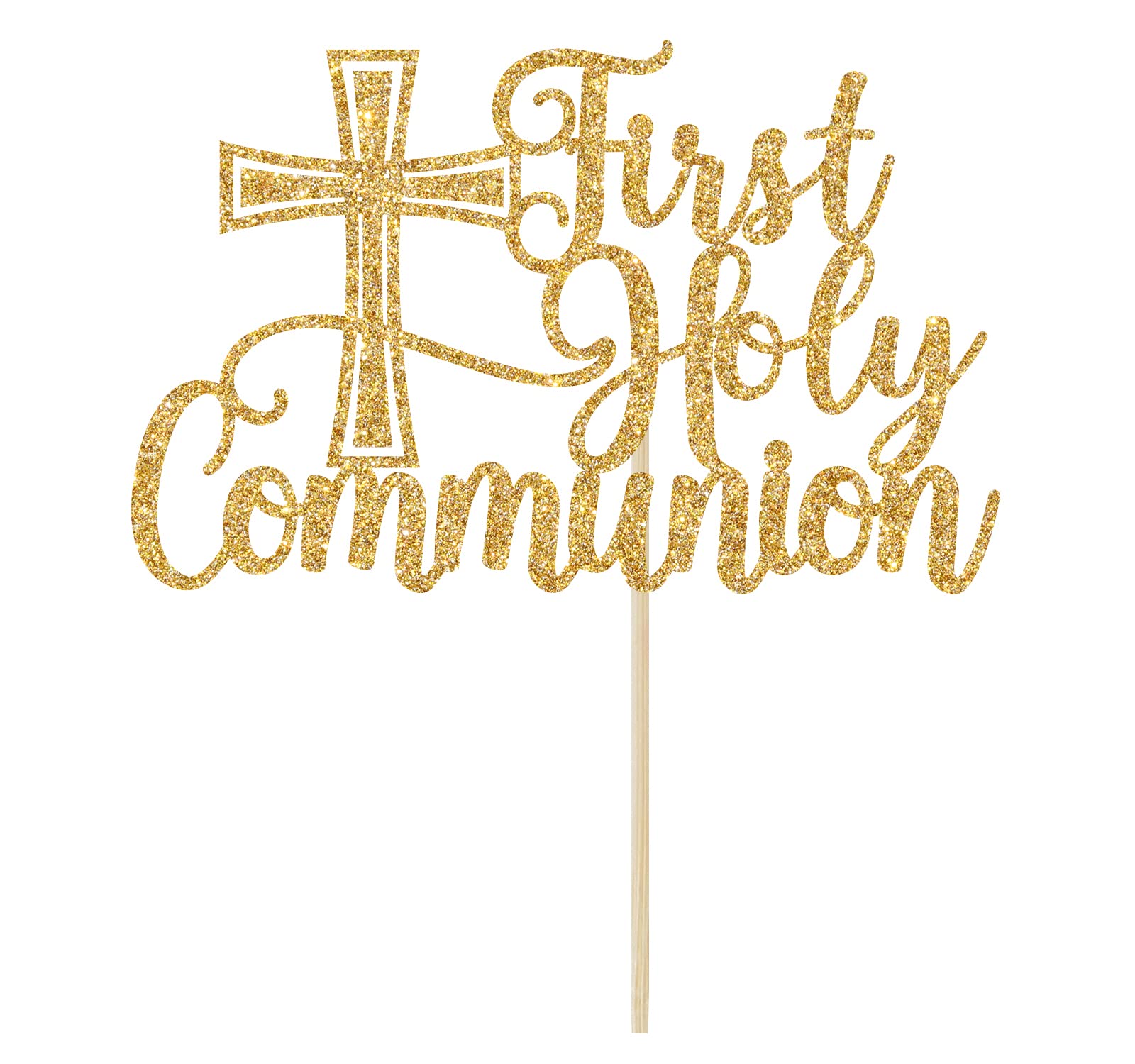 First Holy Communion Cake Topper, Spanish Baptism, First Communion Decoration, Wedding Christening Baby Shower 1st Birthday Party Decorations Gold Glitter