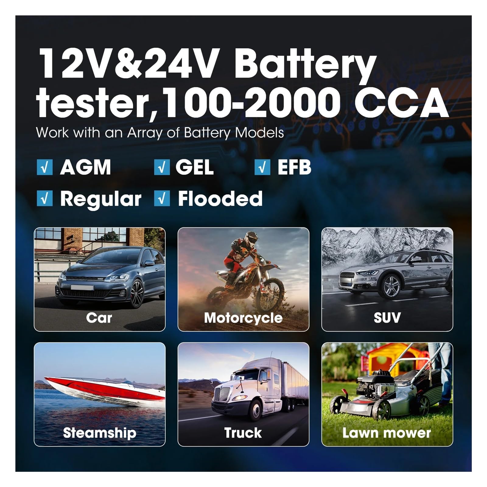Comprobador De Baterias Probador De Batería De Coche De 12V, Analizador Digital De Batería De Diagnóstico Automotriz, Herramienta De Escáner De Carga De Arranque De Vehículo