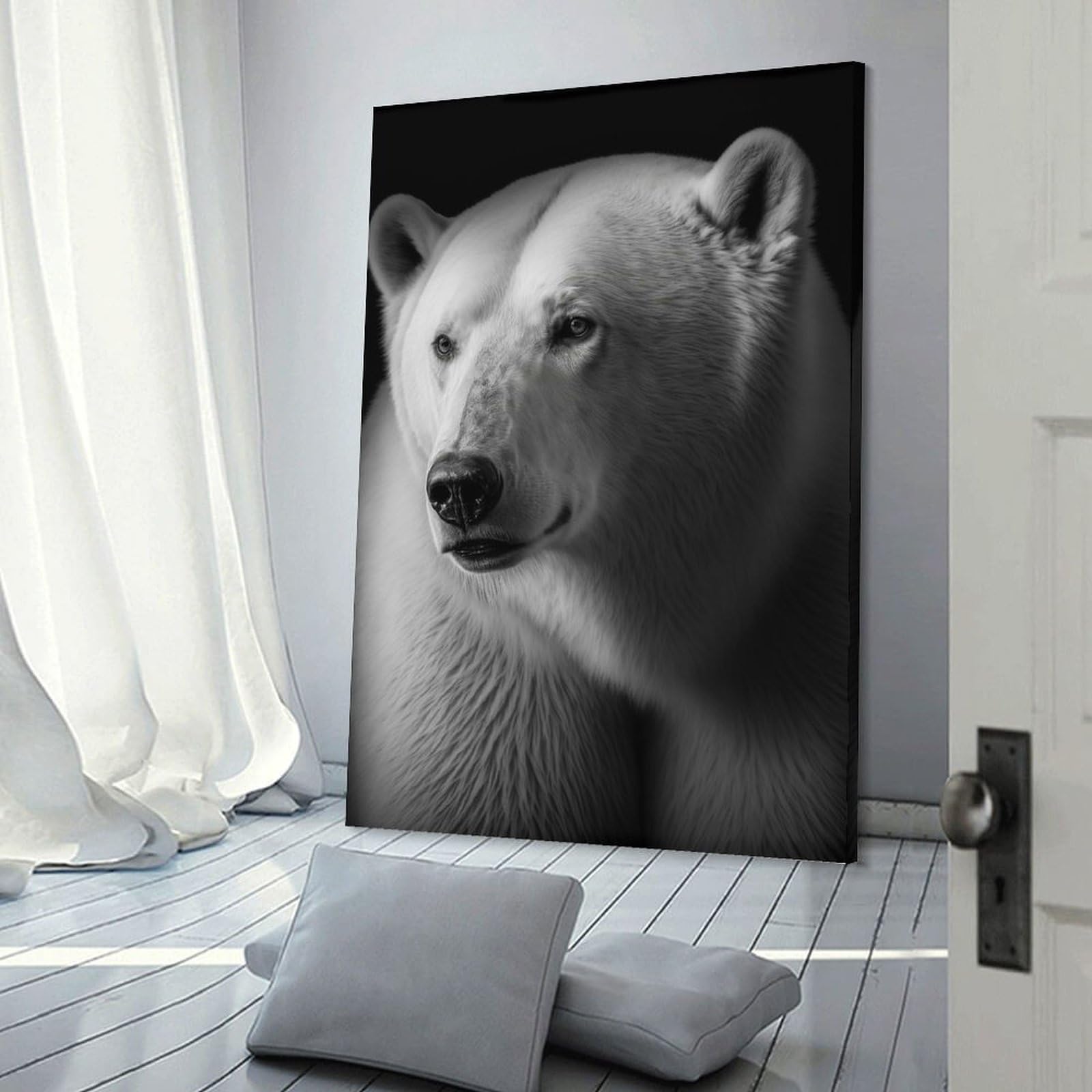Junmoney Portrait of A Polar Bear Canvas Wall Decor, 16x24inch(40x60cm), for Gallery Wall Decor And Room Displays, Wall Decor Suited to Curated Displays