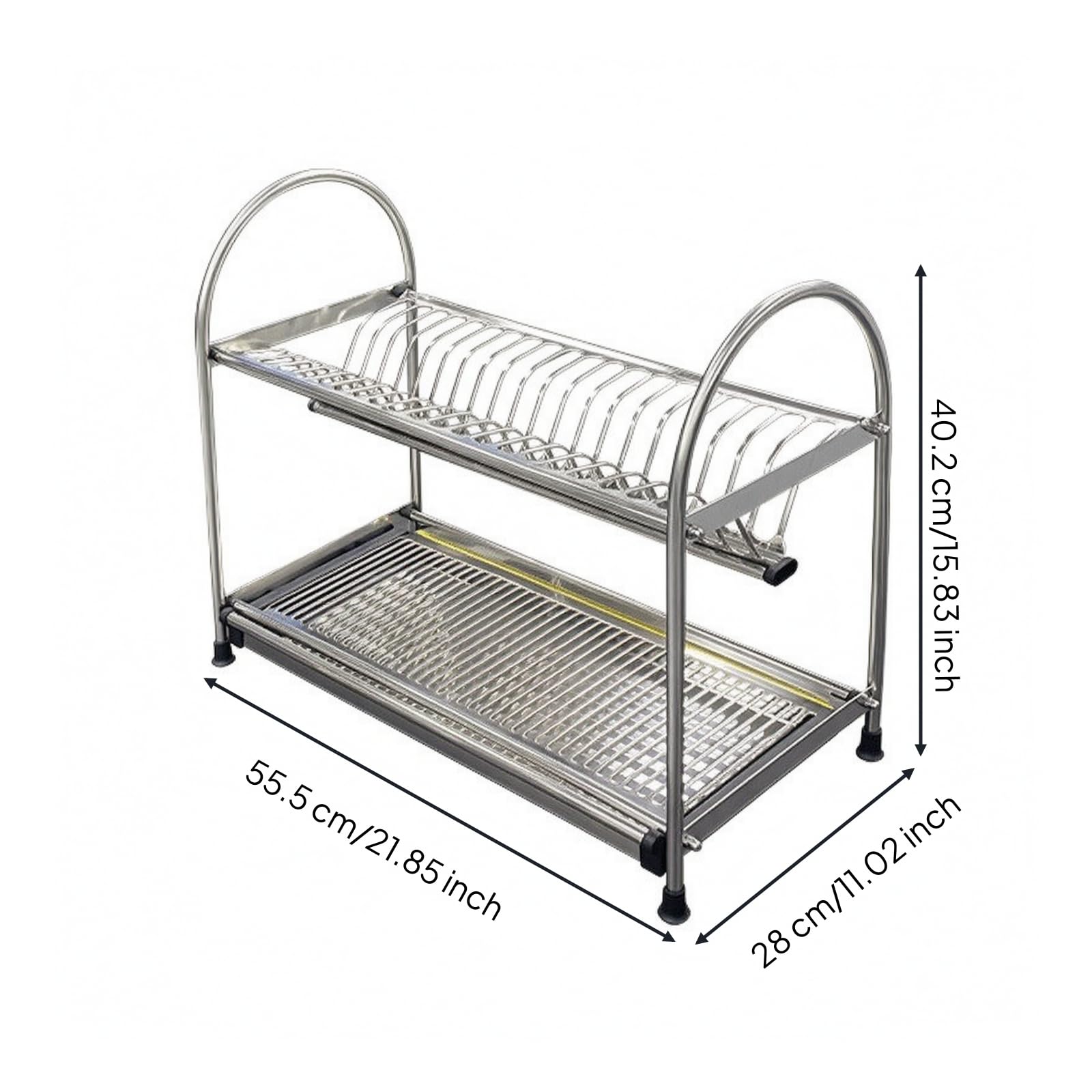 Amagogo Abtropfgestell für Geschirr mit Stabiler Edelkonstruktion Und Platzsparendem Zweistufigem Design mit Lattenrost für, Zweistufig, Ohne Messerbehälter, Für 600-Mm-Schrank, 600 Mm