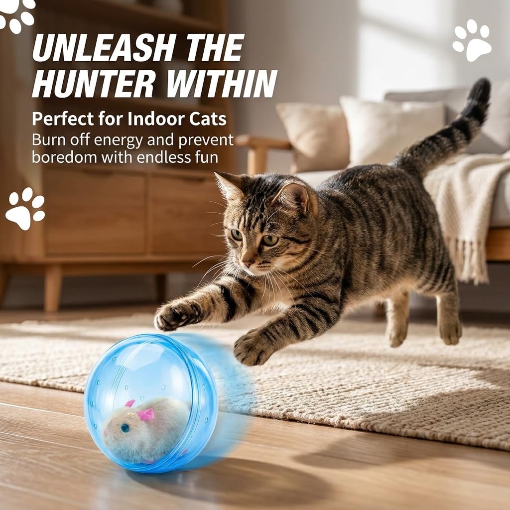 Selbstrollender interaktiver Katzenball, automatisch, 2 Stück