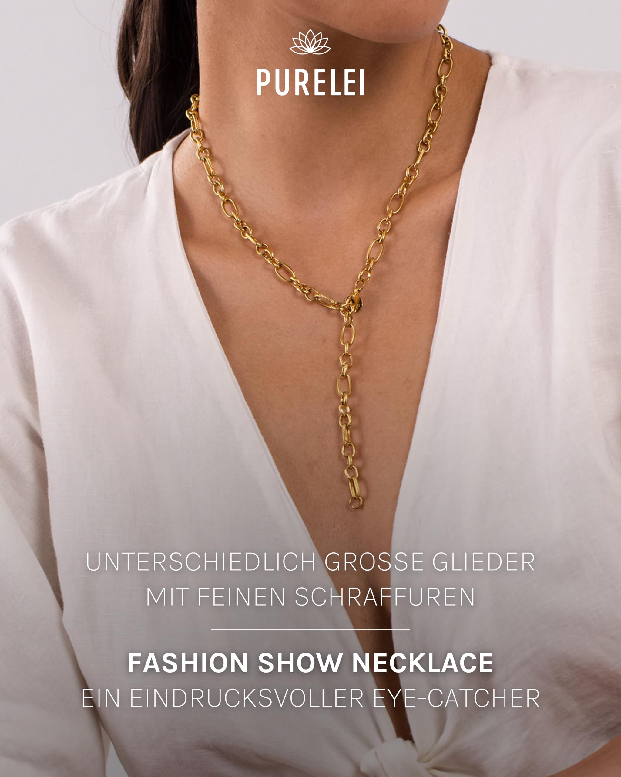Purelei Fashion Show Schmuckset – Halskette und Armband aus Edelstahl (Gold)