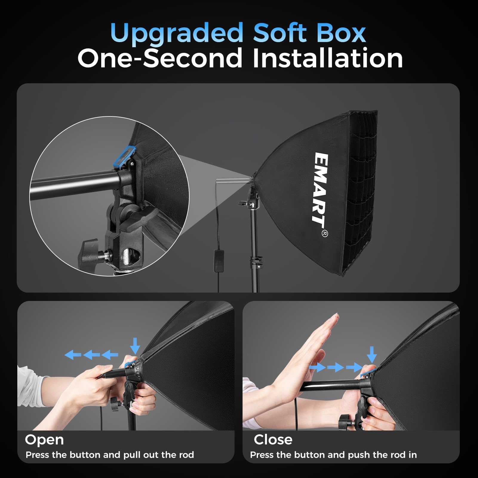 EMART Softbox Estudio Fotografia 40x40cm 135W LED Soft Box Iluminación-2Pcs