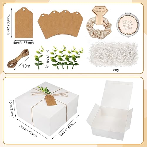 Miniatura 4 de Juego de 50 cajas de propuesta de dama de honor, 4 regalos de boda para dama de honor, juego de bolsas de maquillaje cosmético, bandas elásticas