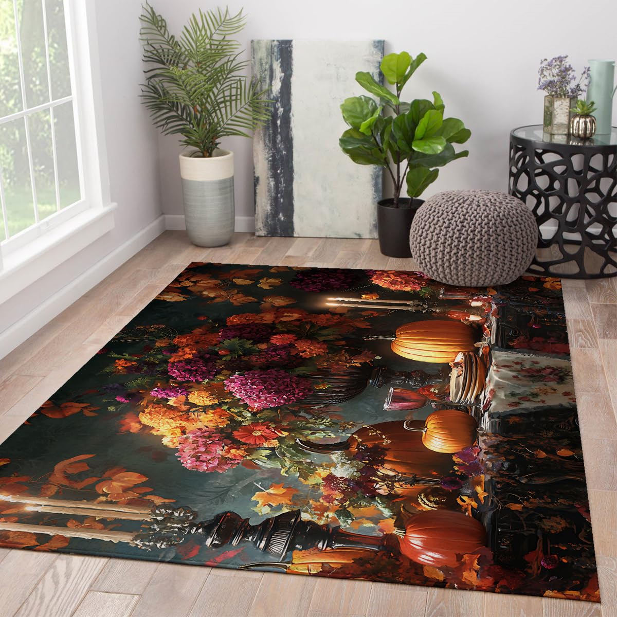 Tapis d'automne lavable et anti-tache sous la table pour protéger le sol de la cuisine des repas