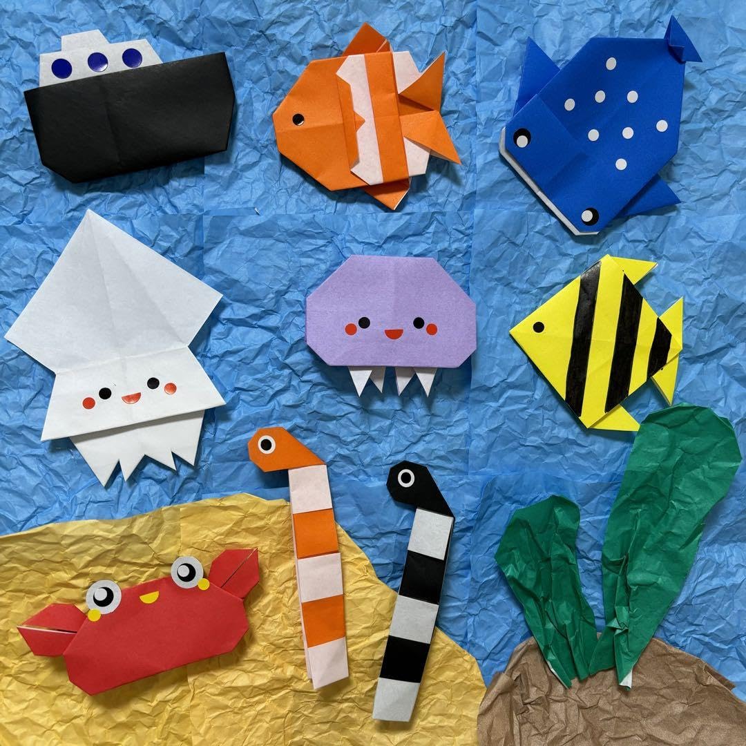 Amazon.co.jp: 壁面飾り 海の生き物 折り紙 夏 7月 8月 : DIY・工具