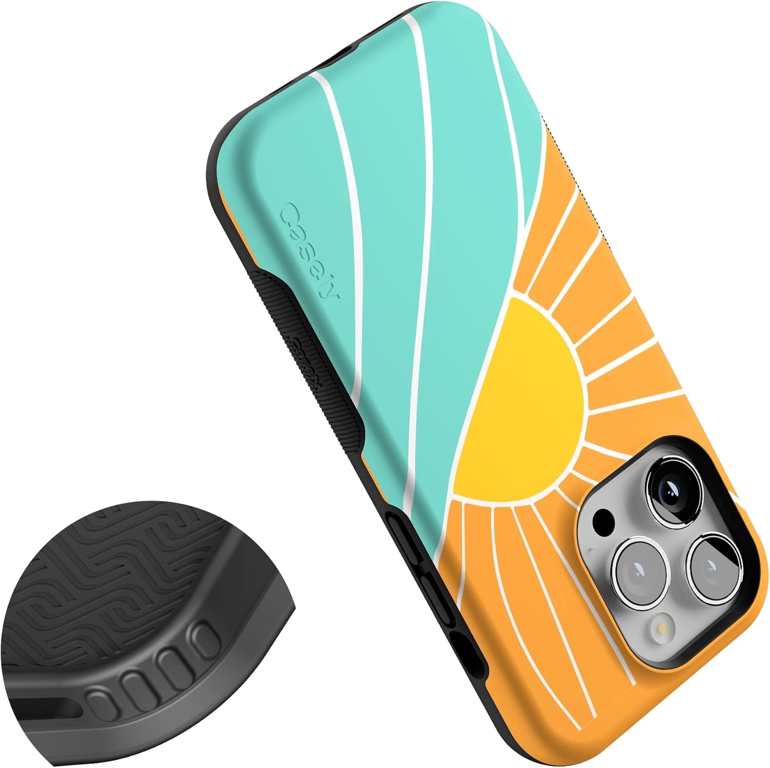 Casely iPhone 14 Pro Case | Waves & Rays | Sunshine | Bold Protective Design | Compatible with MagSafe