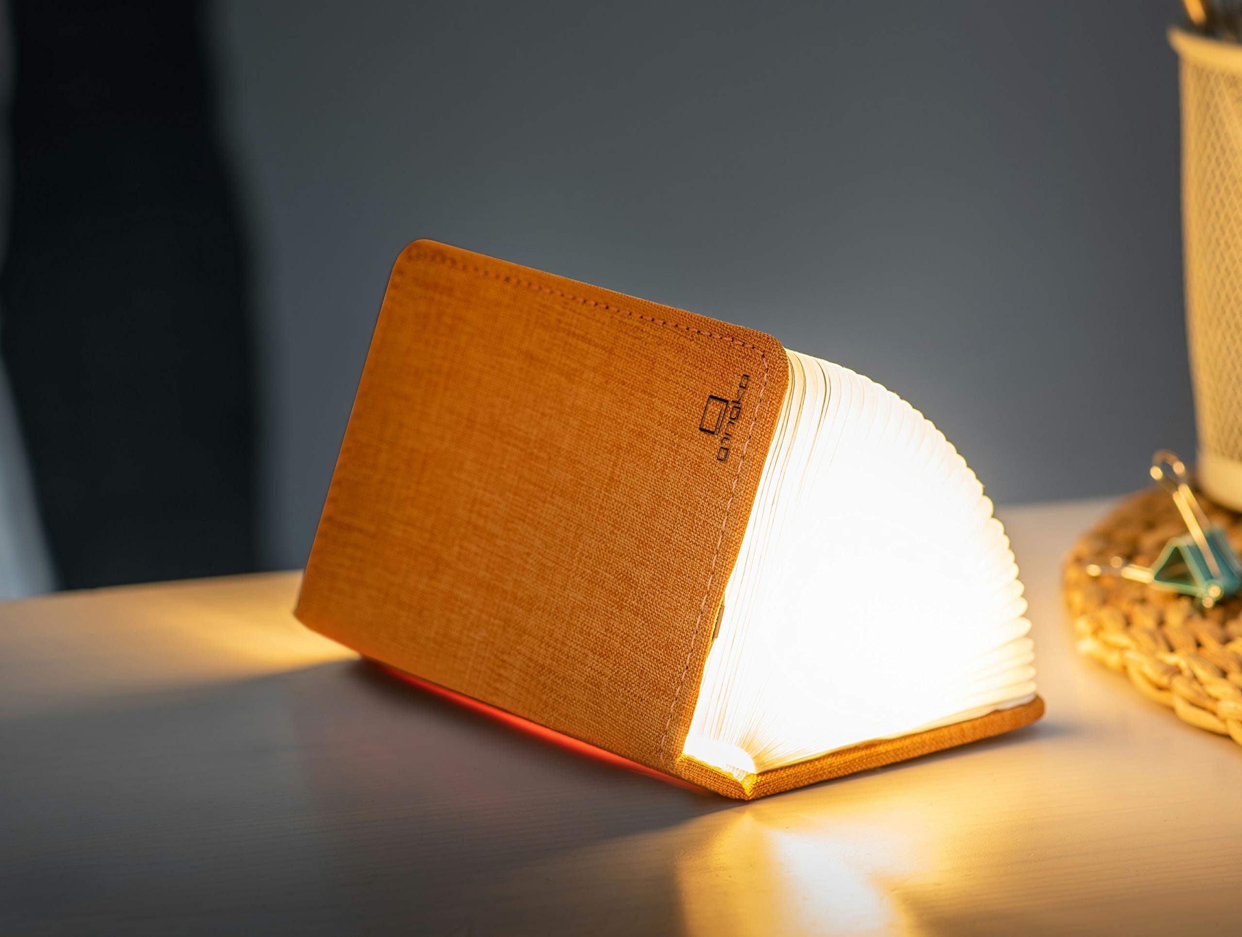 Gingko Smart Booklight - lniana mini harmonia pomarańczowa