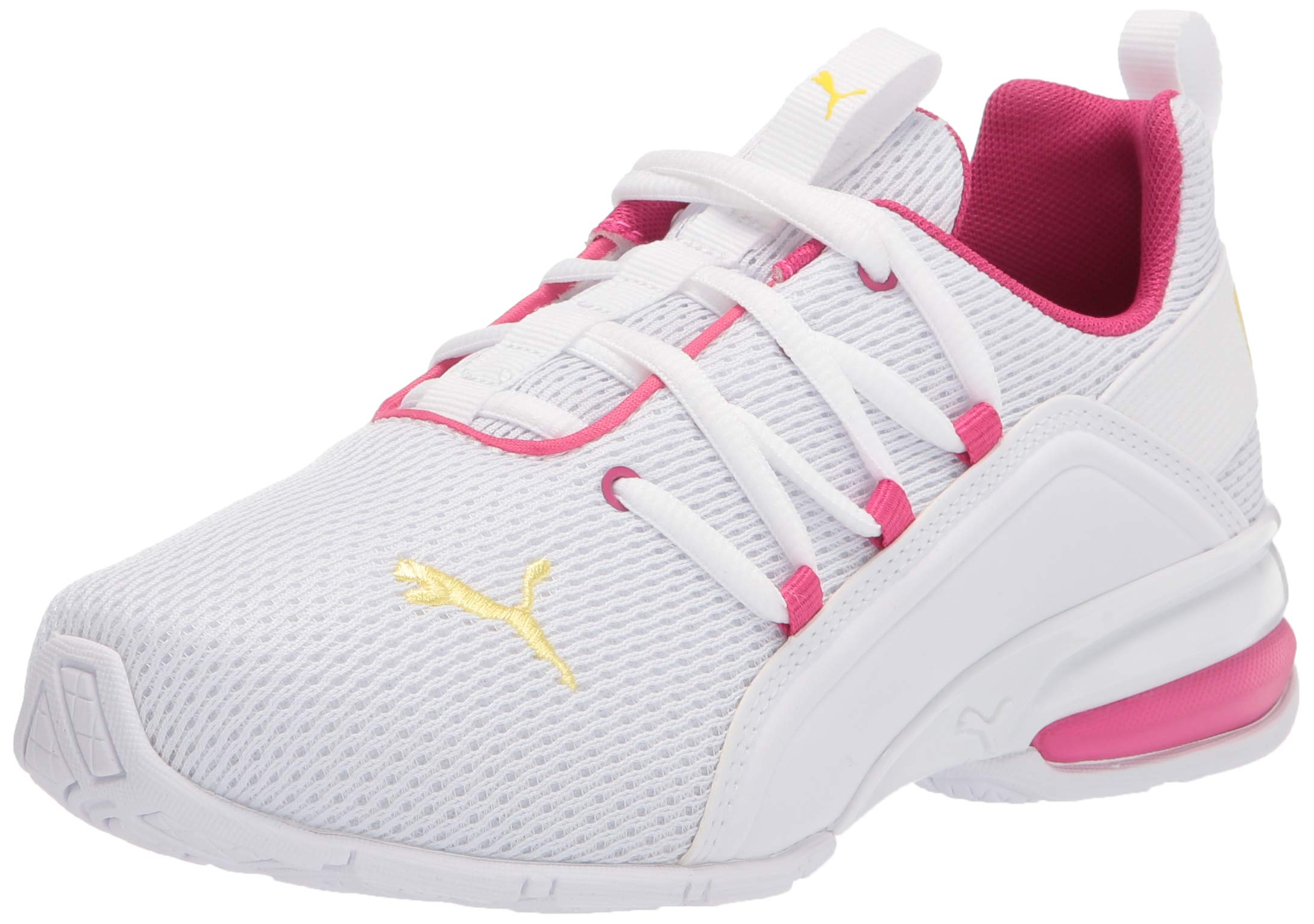 PUMA unisex child Axelion Running Shoe, Puma White-beetroot Purple, 4.5 Big Kid US