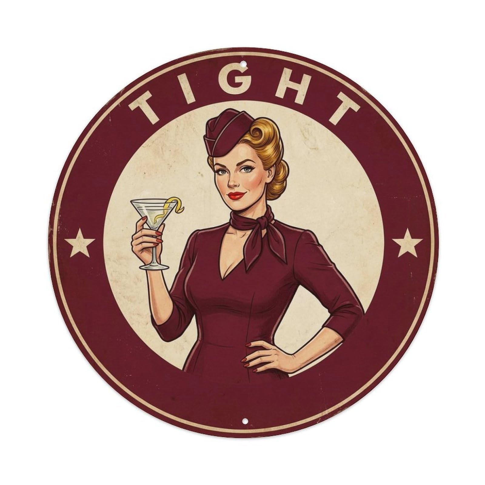Flight Attendant Tight Wine Saying Metal Tin Sign