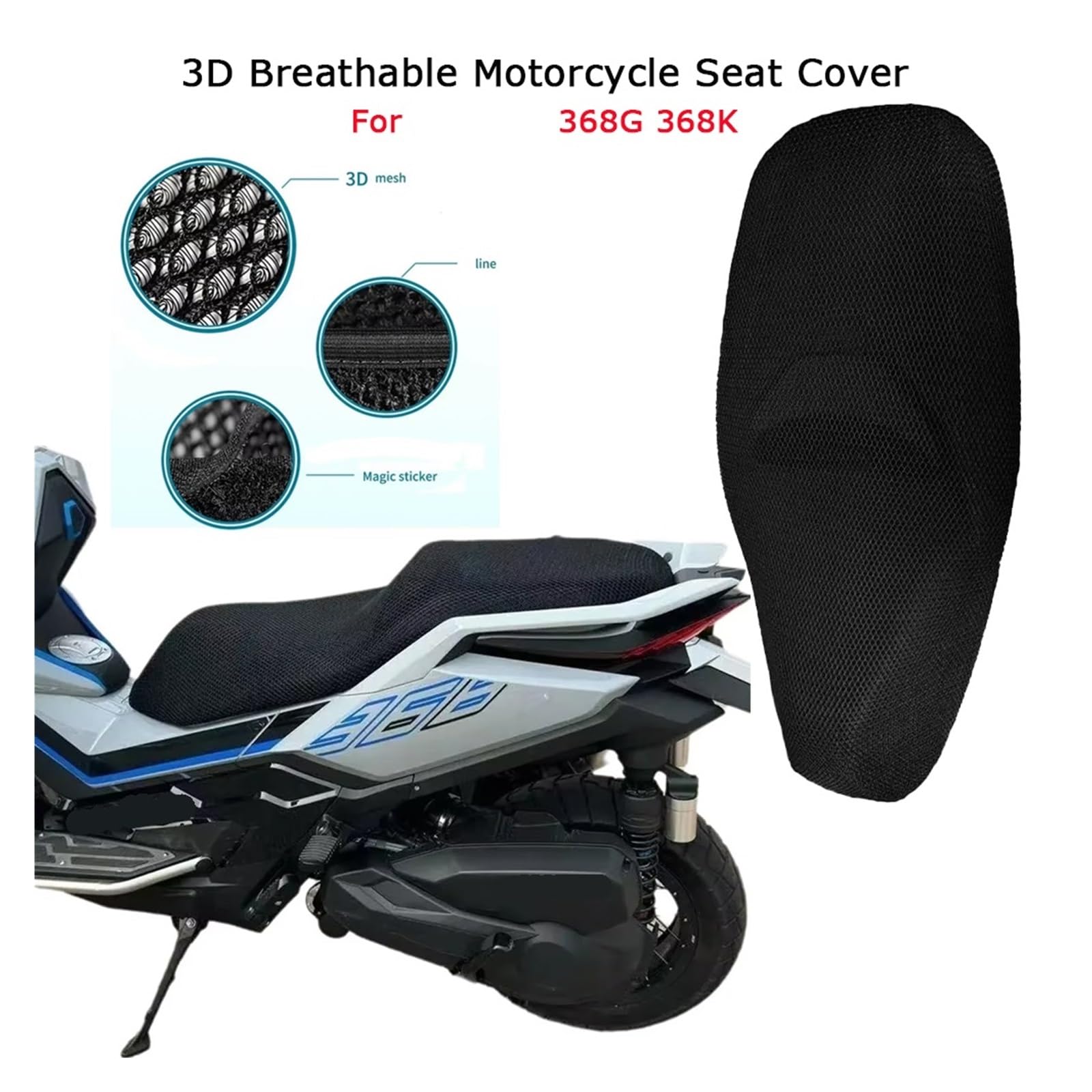 Coprisella Per ZONTES 368G/368K Coprisedile Moto Rete A Nido D'ape | Per ZONTES 368G/368K Coprisedile Per Moto Maglia A Nido D'ape Protezione Solare Antiscottatura