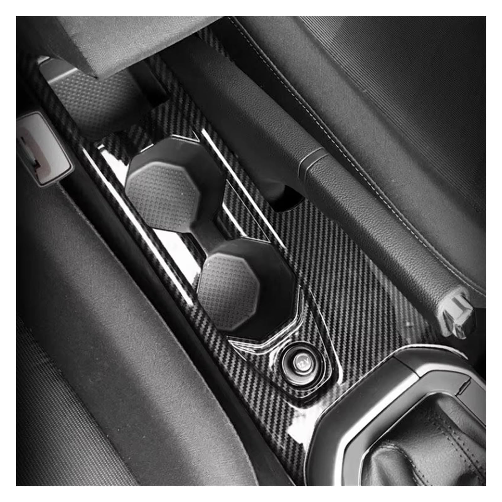 Trim Pannello Telaio Per VW Per Polo 2019 2020 ABS Car Interior Center Console Pannello Del Cambio Supporto Di Tazza Acqua Cornice Custodia Trim Center Consolle Cover(Bright Black)