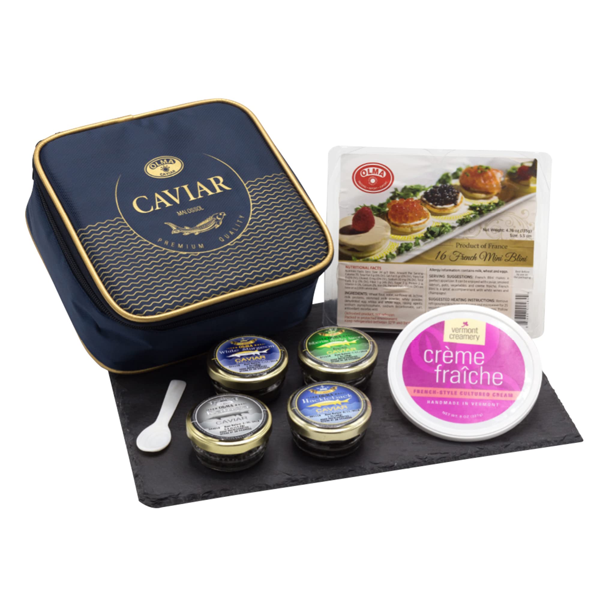 Buy OLMA Regal Caviar Gift Set 4 oz (112g) of Caviar, Includes Kaluga Royal, Siberian Osetra