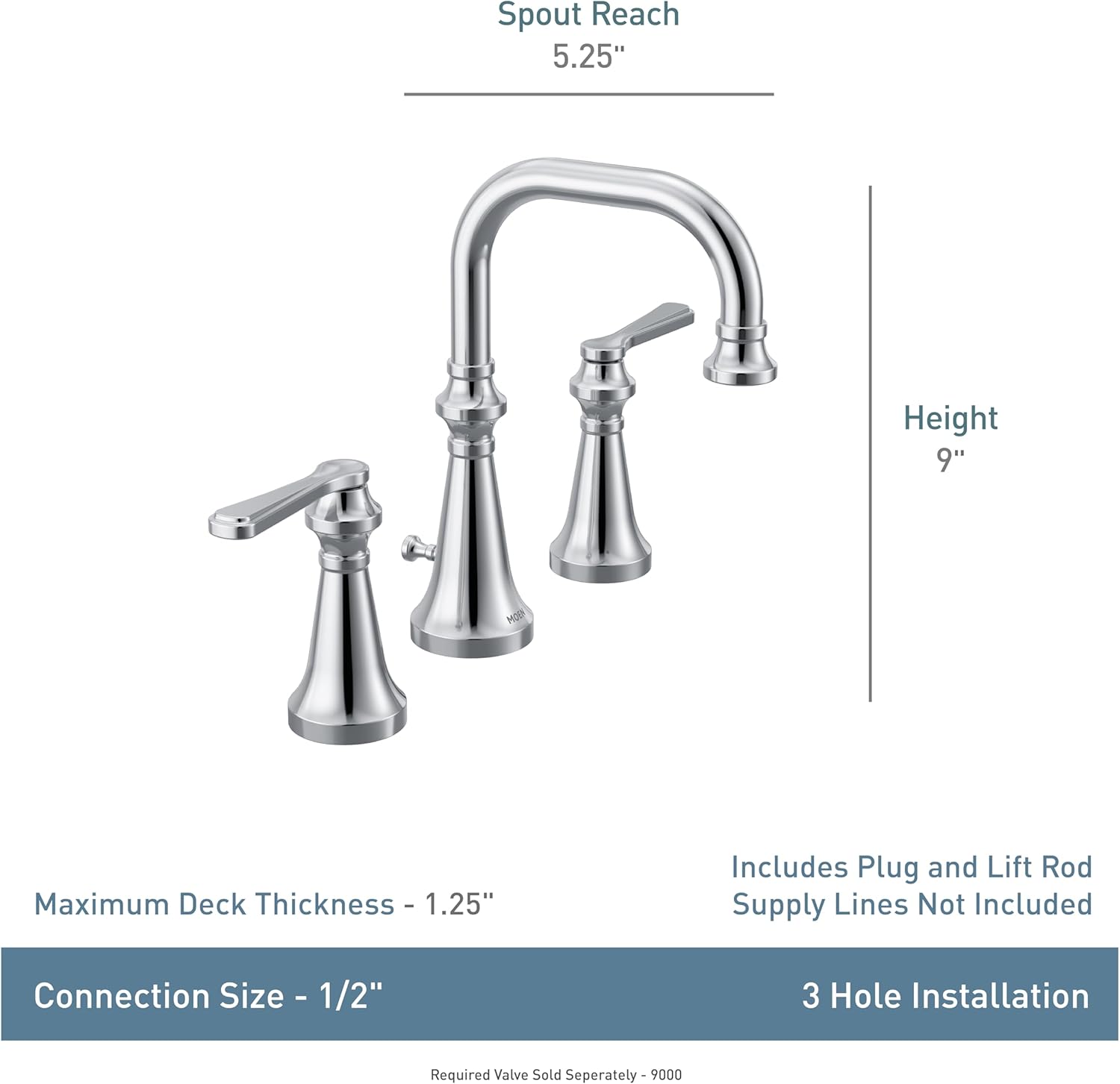 Moen TS44102BG Colinet Traditional Two-Handle Widespread High-Arc Bathroom Faucet with Lever Handles, Valve Required, Brushed Gold