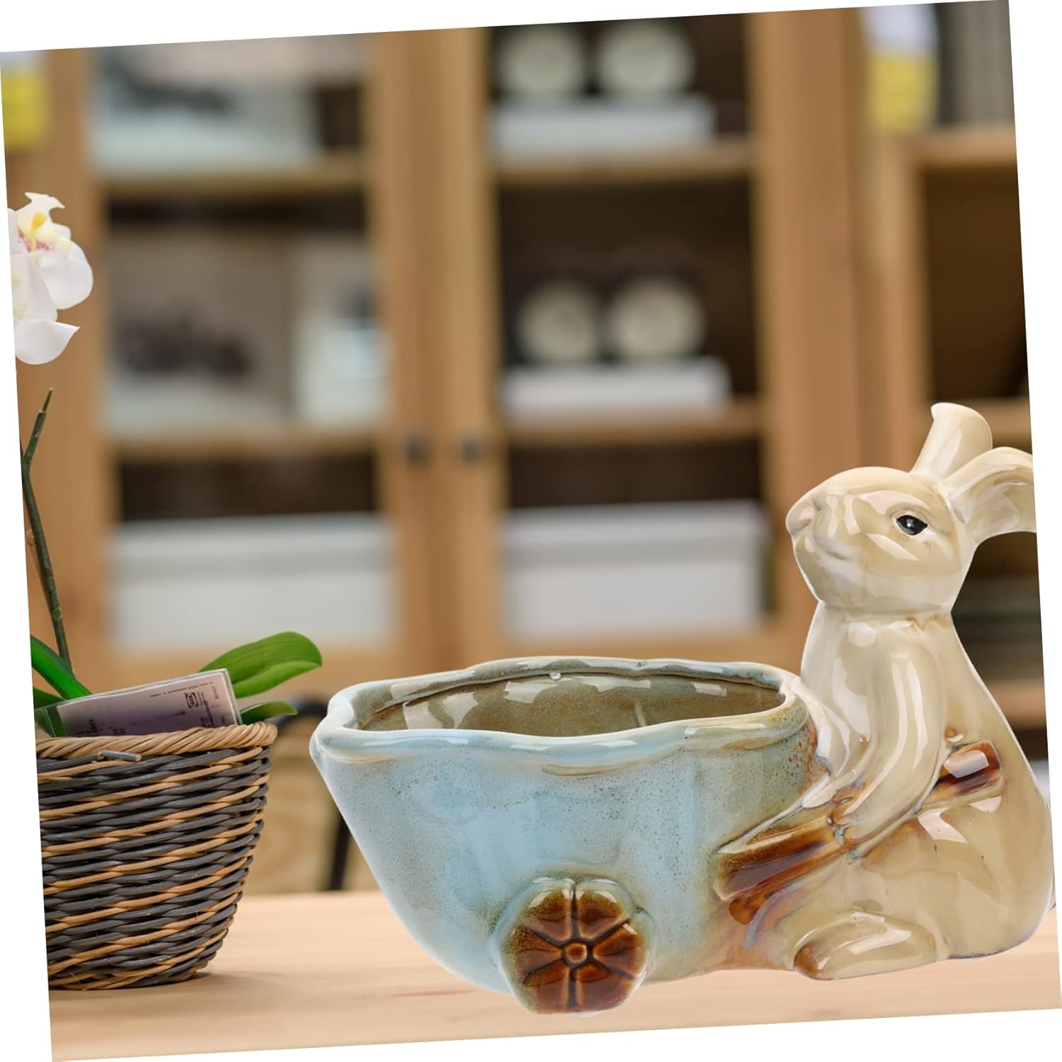 Ceramic Figurine Storage Tray Cute Key Organizer and Jewelry Dish for Home Office Living Room Bedroom and Garden Decor