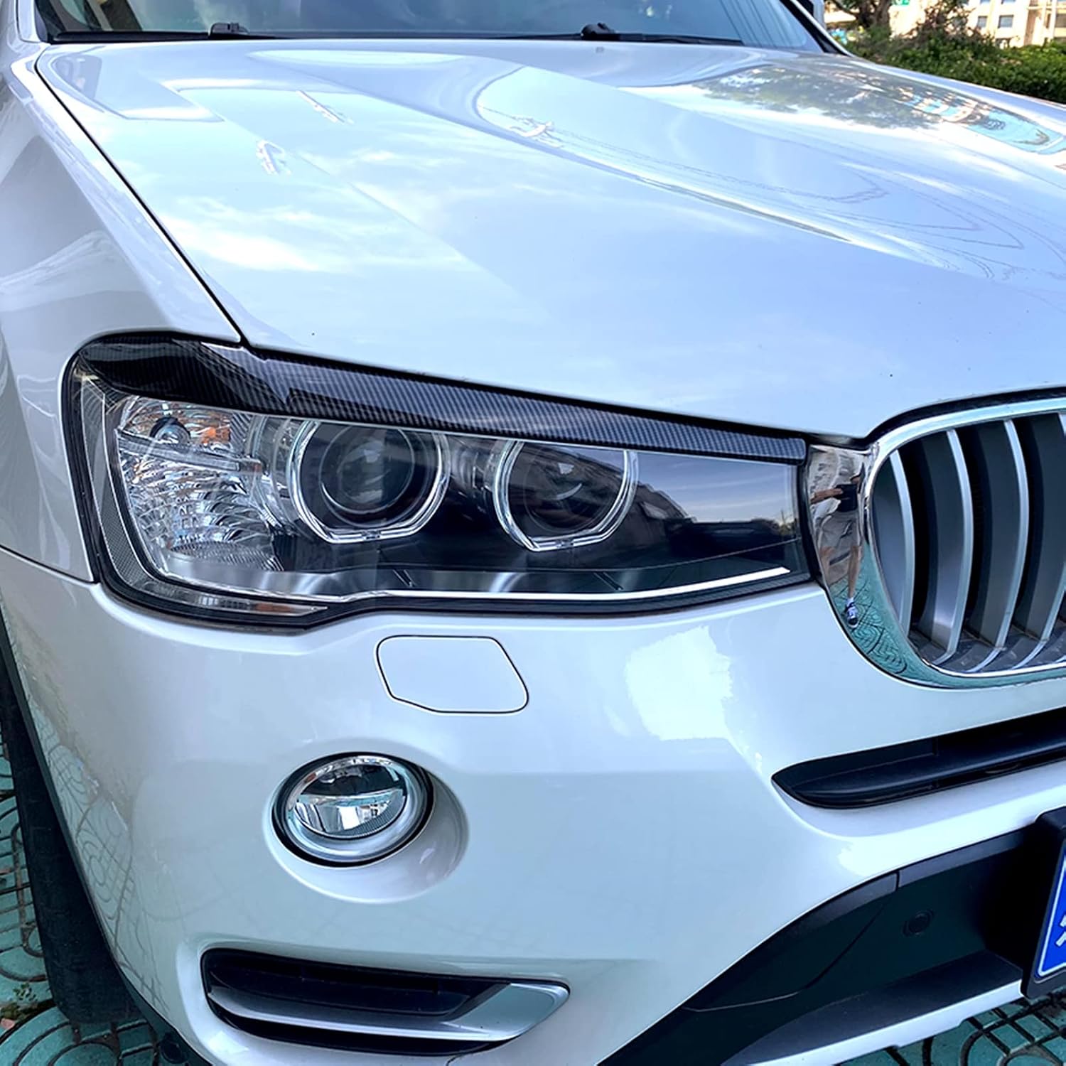 Front Headlight Eyebrows Eyelids Trim For BMW X3 F25 X4 F26 2014-2017 2016 Black