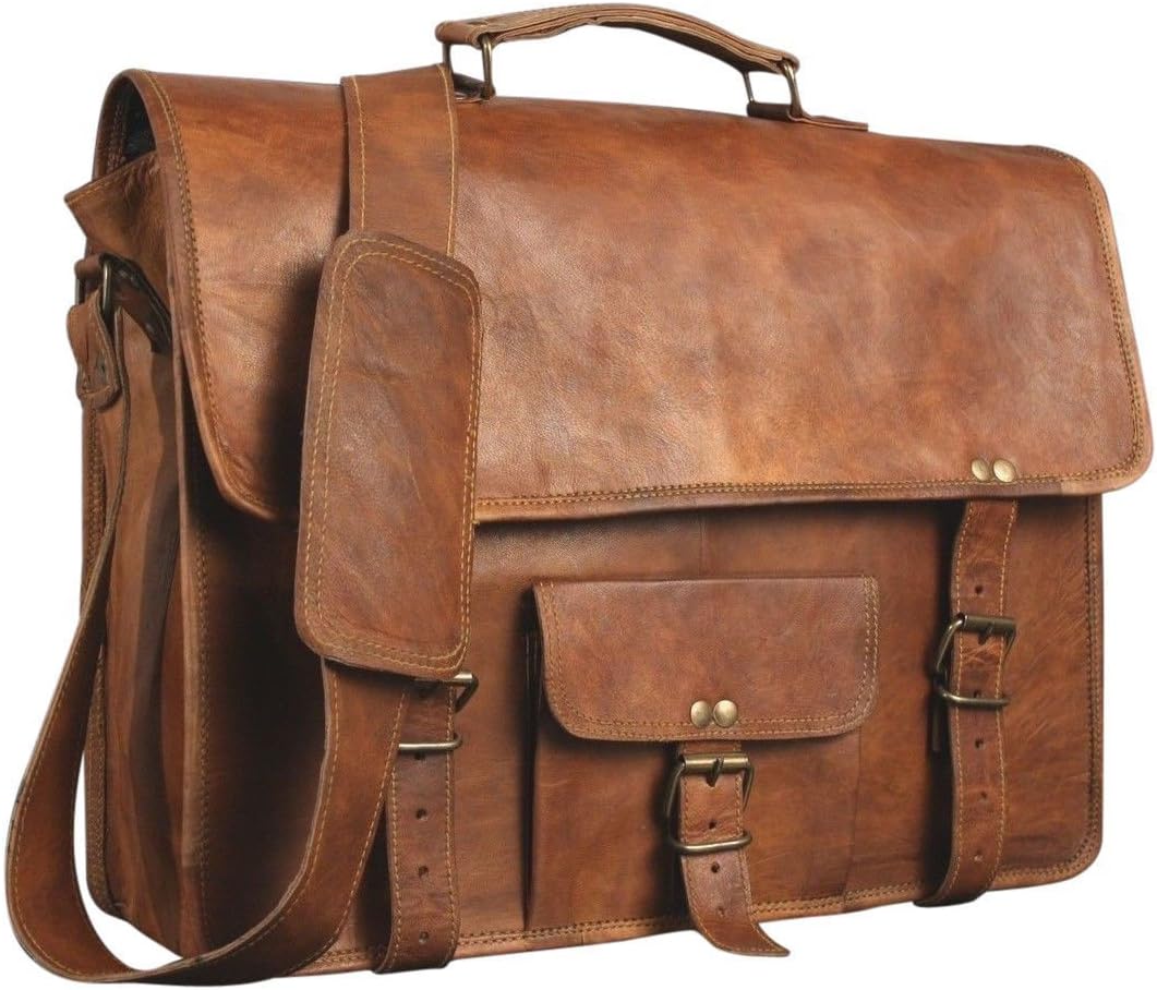 Leather Messenger Laptop Briefcase Satchel Mens Bag