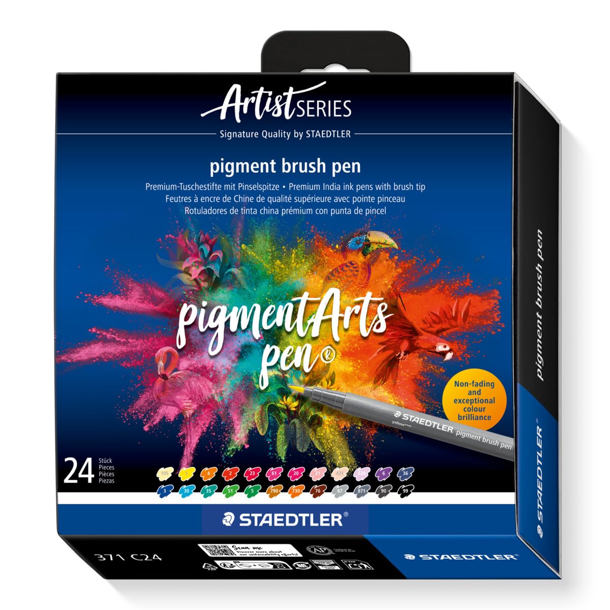 STAEDTLER Pigment Arts Brush Pen - Set of 24 Assorted Colours - 371 C24