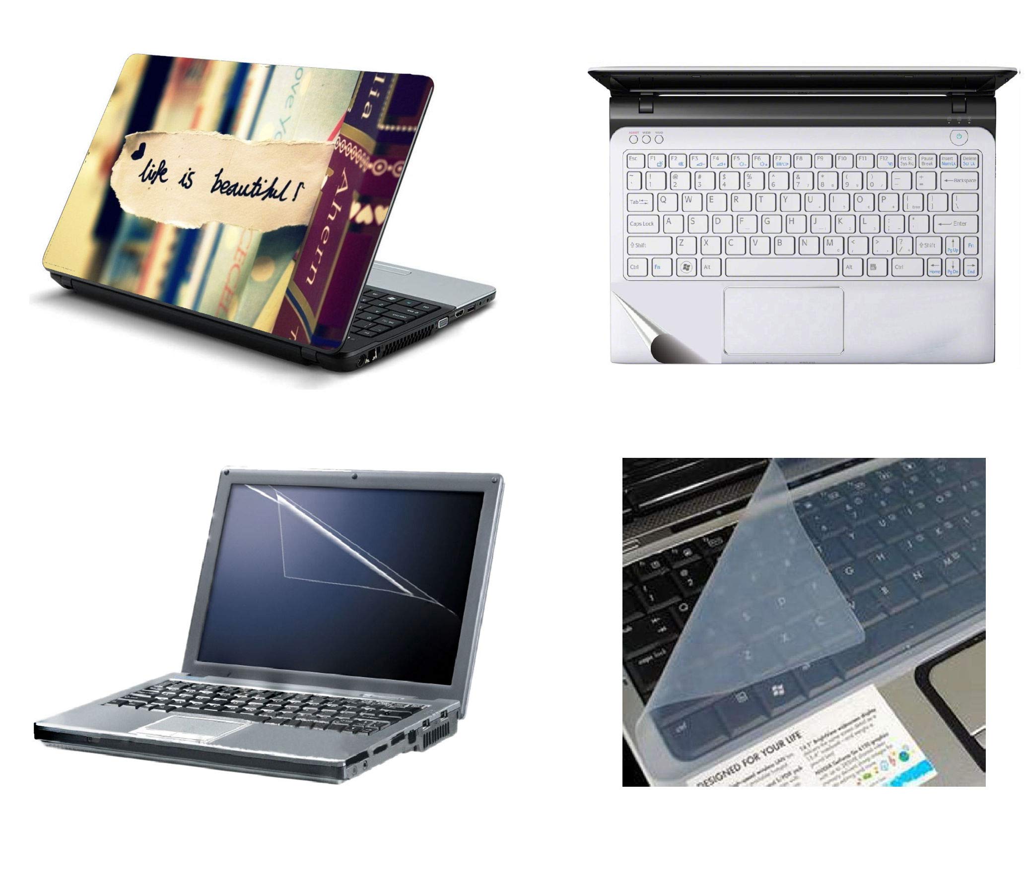 NAMO ART 4 in 1 Laptop Accessories Combo Kit -Skins 15.6 Inch Stickers with Screen Protector, KeyGuard and Trackpad Skin for All Laptop-Notebook Life is Beautiful, Large (B074CKGZVG) Amazon Price History, Amazon Price Tracker