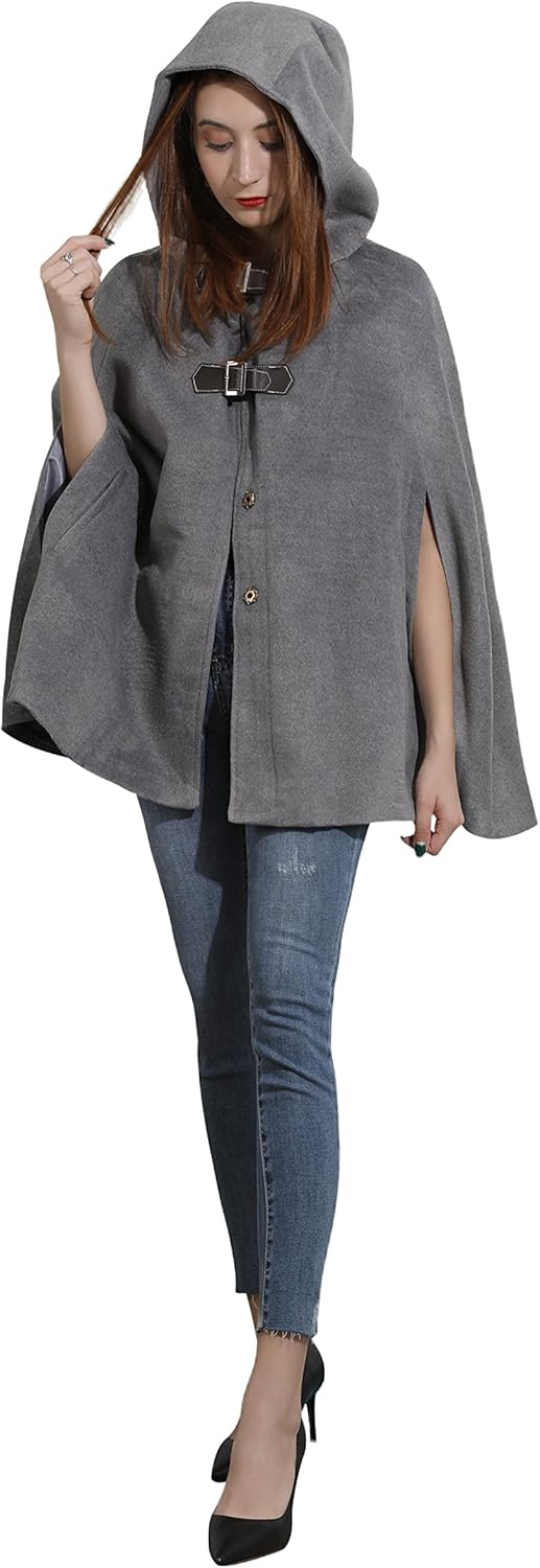 CHARTOU Women's Cute Batwing-Sleeve Hooded Wool Baggy Poncho Cape Cardigans Outwear - Image 5