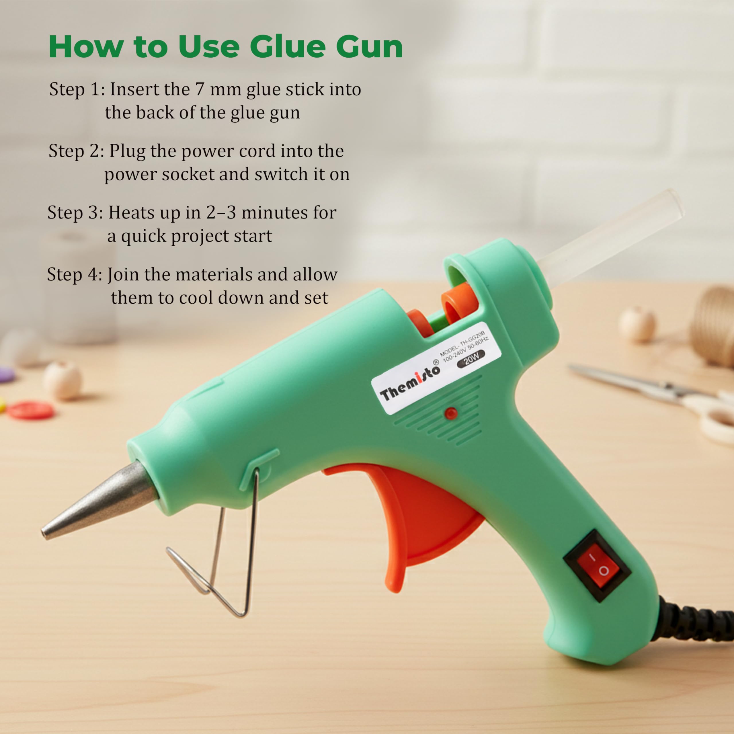 THEMISTO 20 Watt Mini Hot Melt Glue Gun with 10 Glue Sticks for DIY Art and Crafts… image 3