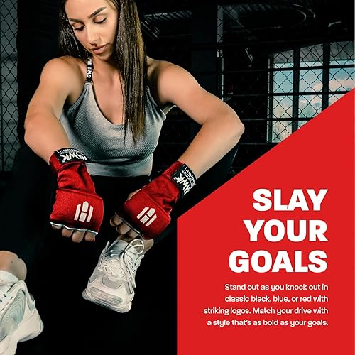 Miniatura 6 de Guantes Hawk con interior acolchado, de gel elástico, para entrenamiento de boxeo, kickboxing, muay thai, artes marciales mixtas, vendajes, puños,