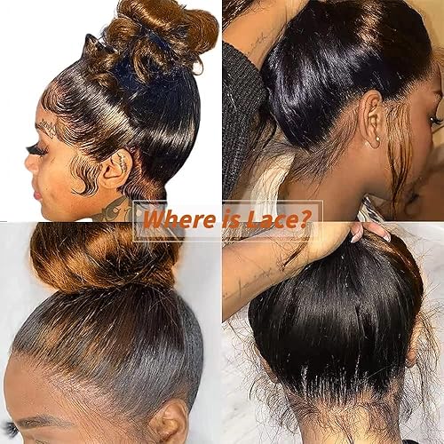 Miniatura 10 de Pelucas de cabello humano con encaje frontal de 13 x 6 pulgadas, cabello humano prearrancado, ondulado, HD, transparente, ombré, encaje frontal, con