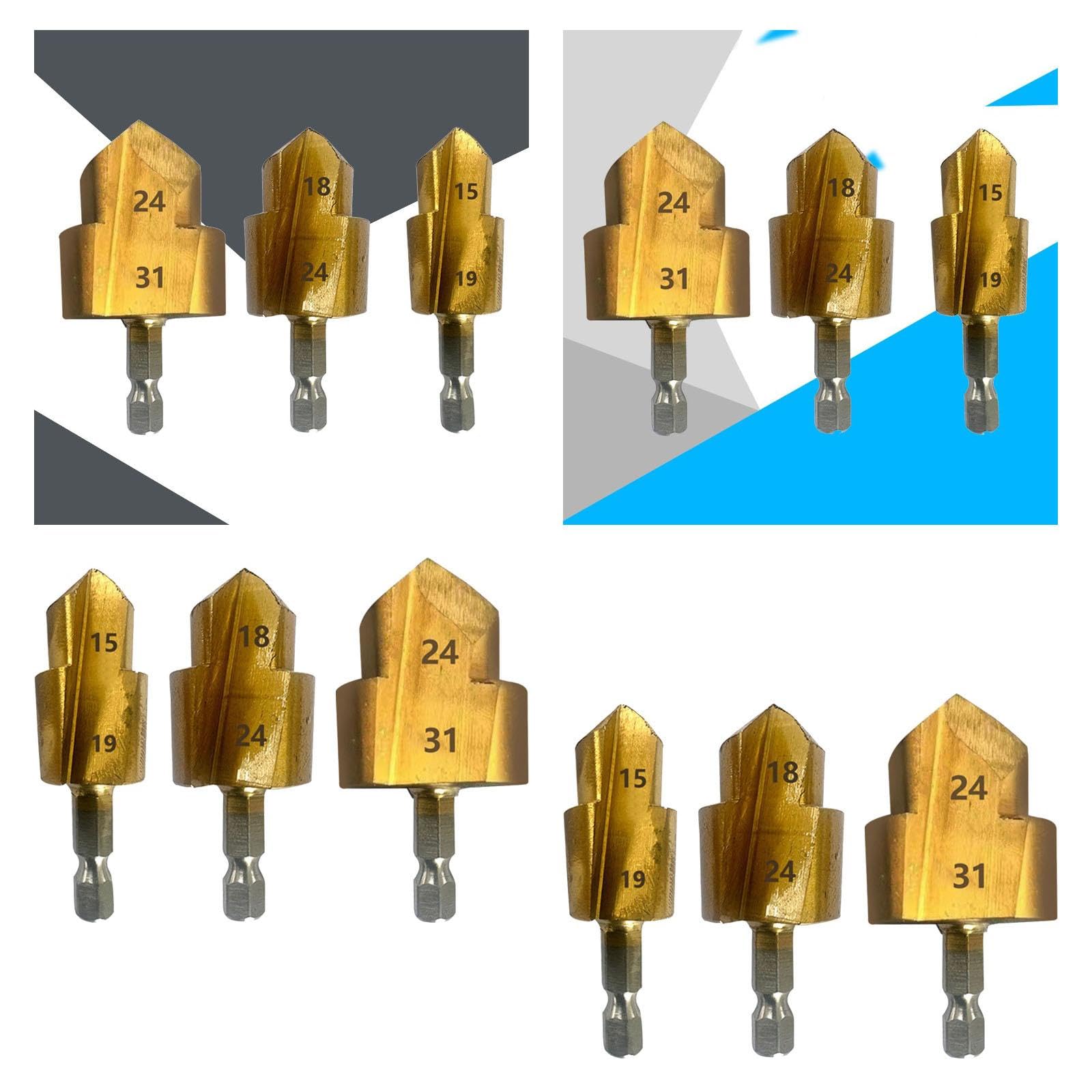 perfk 2x Paquete de 3 Piezas de Taladro Escalonado de Elevación Ppr, Herramientas Prácticas de Plomería para Herramientas Eléctricas, Vástago Hexagonal