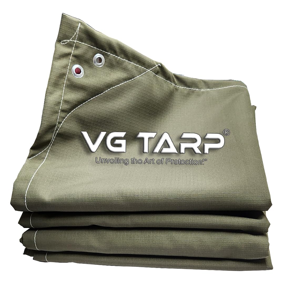 Blue Max Heavy-Duty Waterproof Canvas Tarp | 600 GSM, UV-Resistant, with Aluminum Eyelets – Extra Strong for Outdoor and Camping Use | Olive Green, 12FT X 12FT
