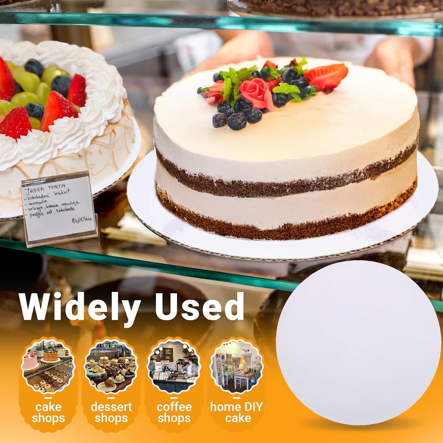 EUSOAR Cake Boards 12 Inch Round, 25 Pack White Sturdy Corrugated Cardboard Rounds Base Pizza Plates, Waterproof and Oil-proof Cake Circles for Wedding Birthday Parties Dessert